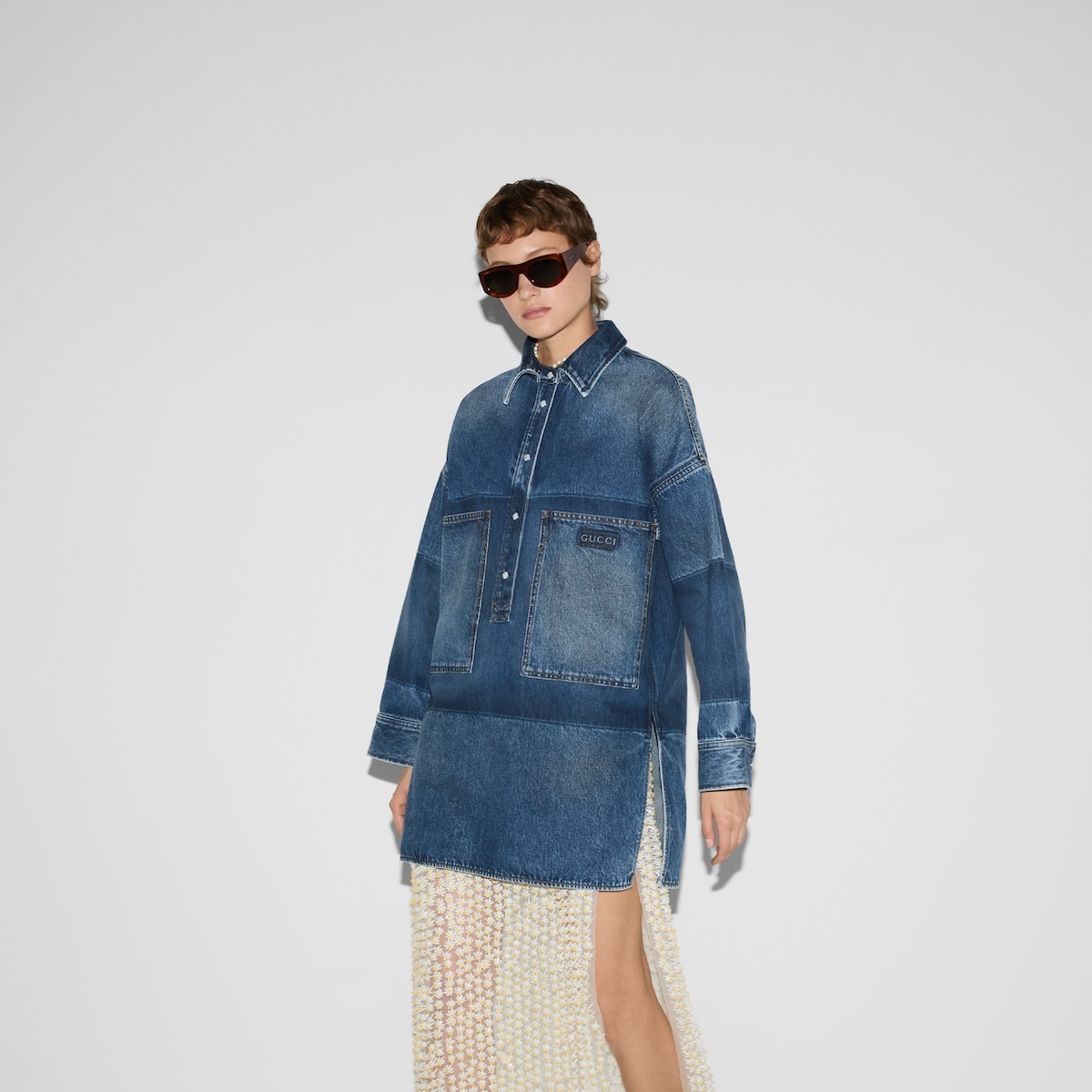 Lasered denim dress - 3
