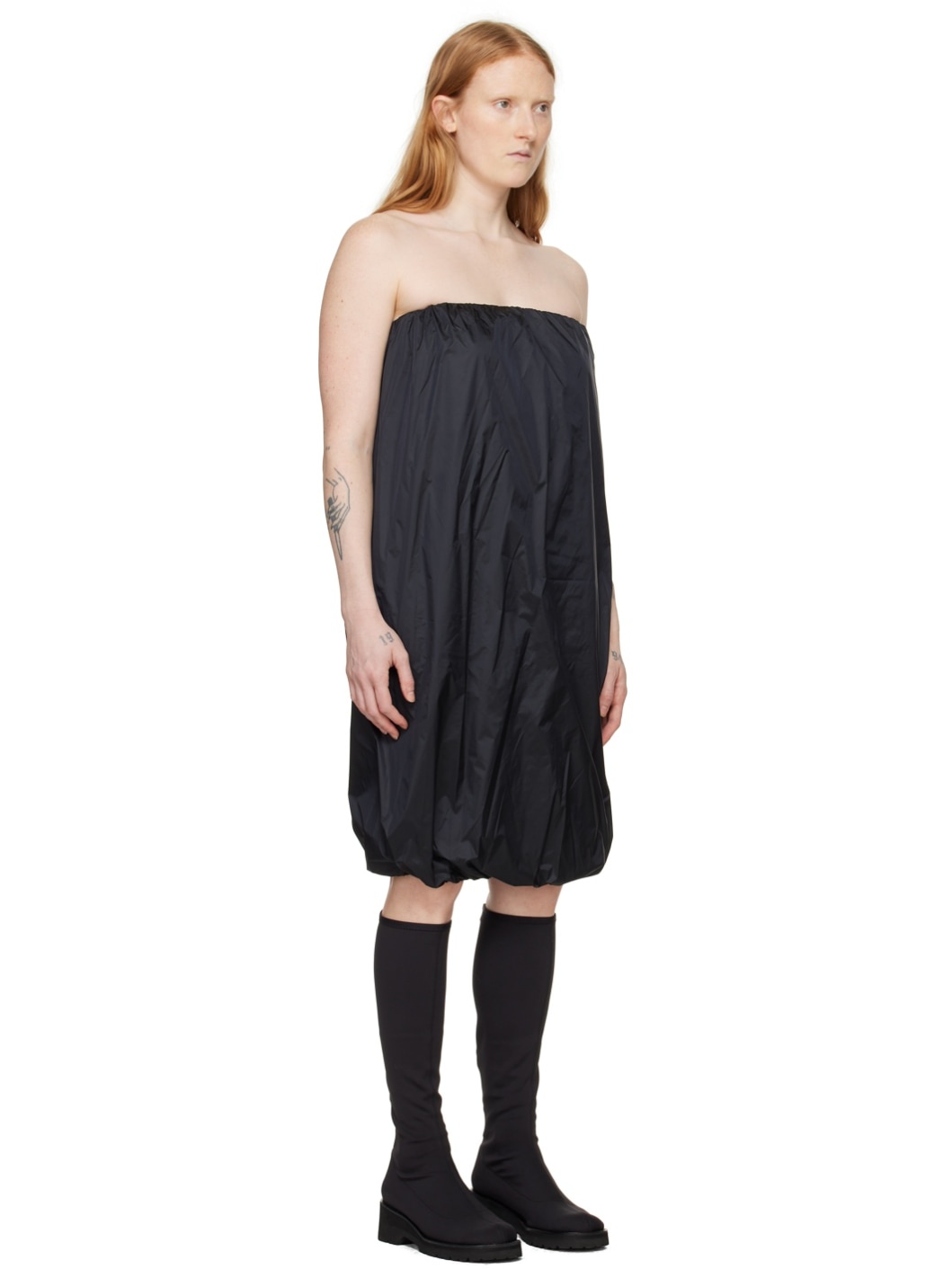 Black Shirred Mini Dress - 2