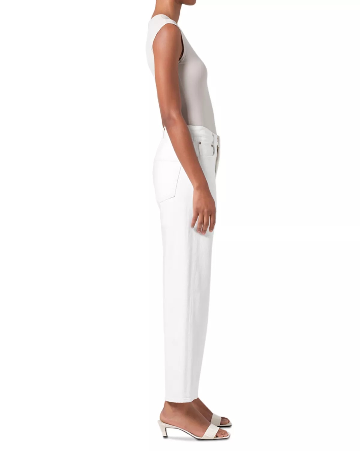 Ren High Rise Wide Leg Jeans in White Wash - 4
