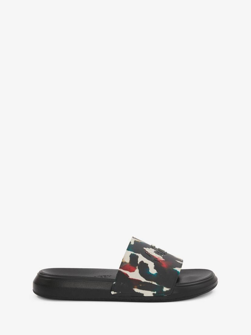 Men's Watercolour Graffiti Pool Slide in White/multicolour - 1