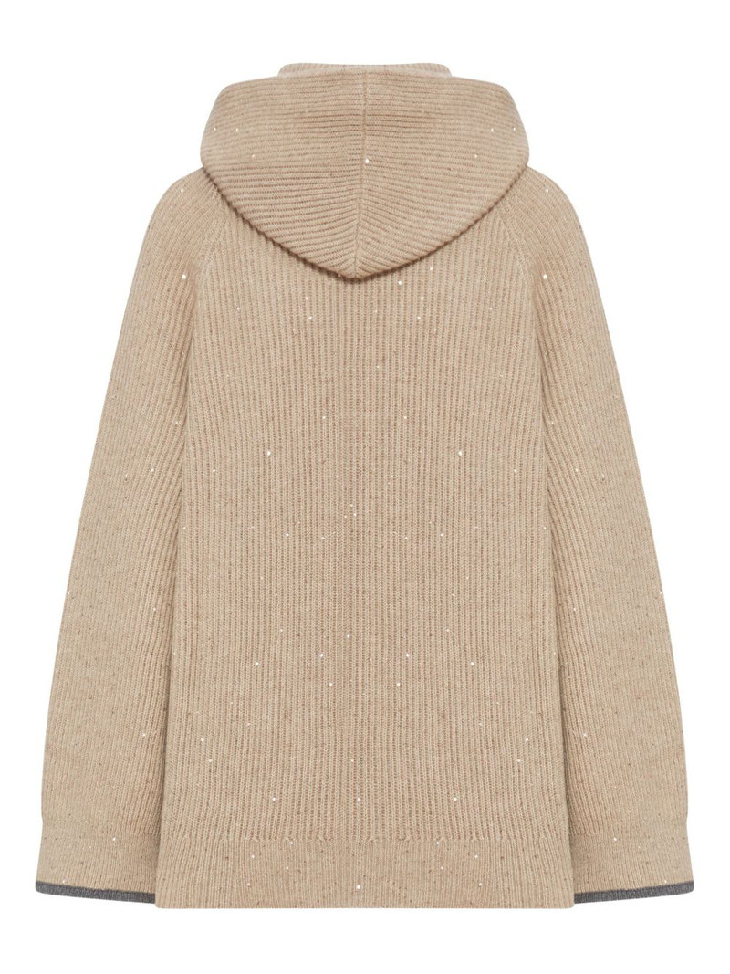 Brunello Cucinelli sequin-embellished hooded cashmere sweater outlook