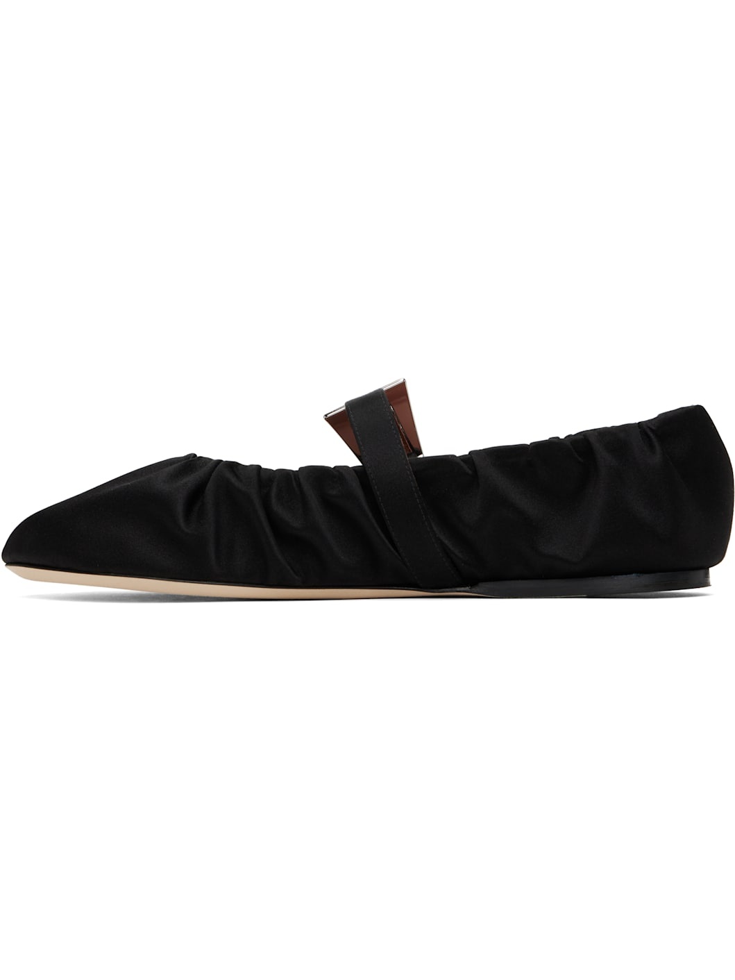 Black Sveva Plisse Buckle Ballerina Flats - 3