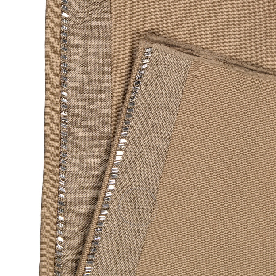 Burberry Men's Pecan Melange English Fit Crystal Embroidered Technical Linen Trousers, Brand Size 48 - 6