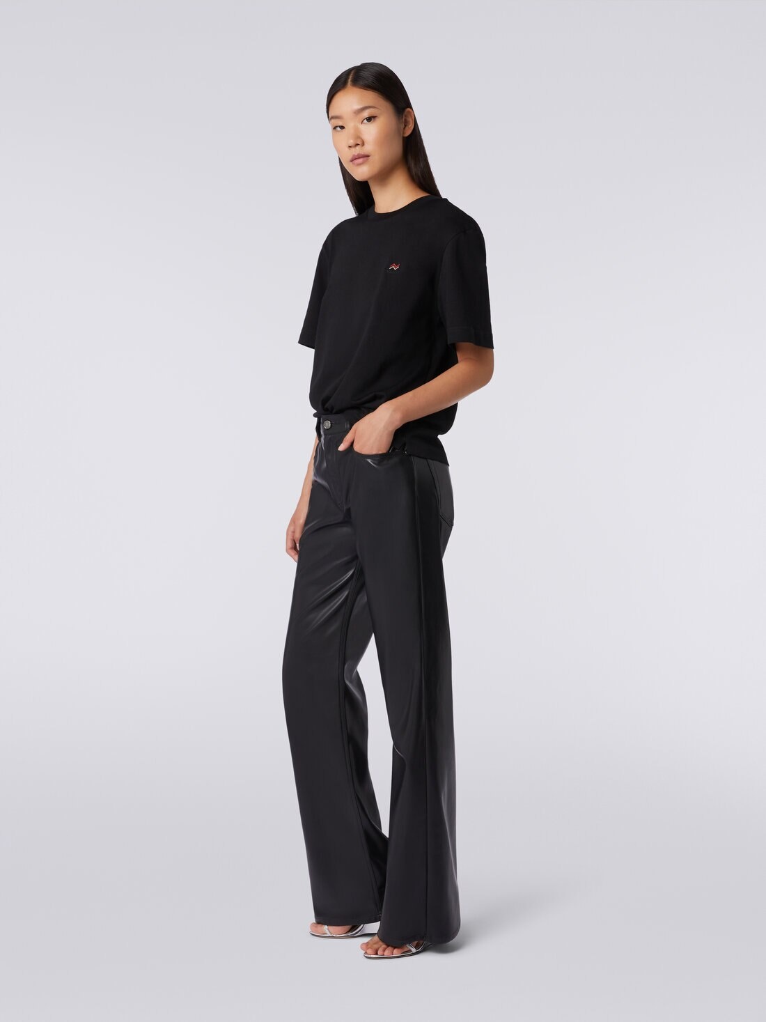 Eco-leather five-pocket trousers - 3