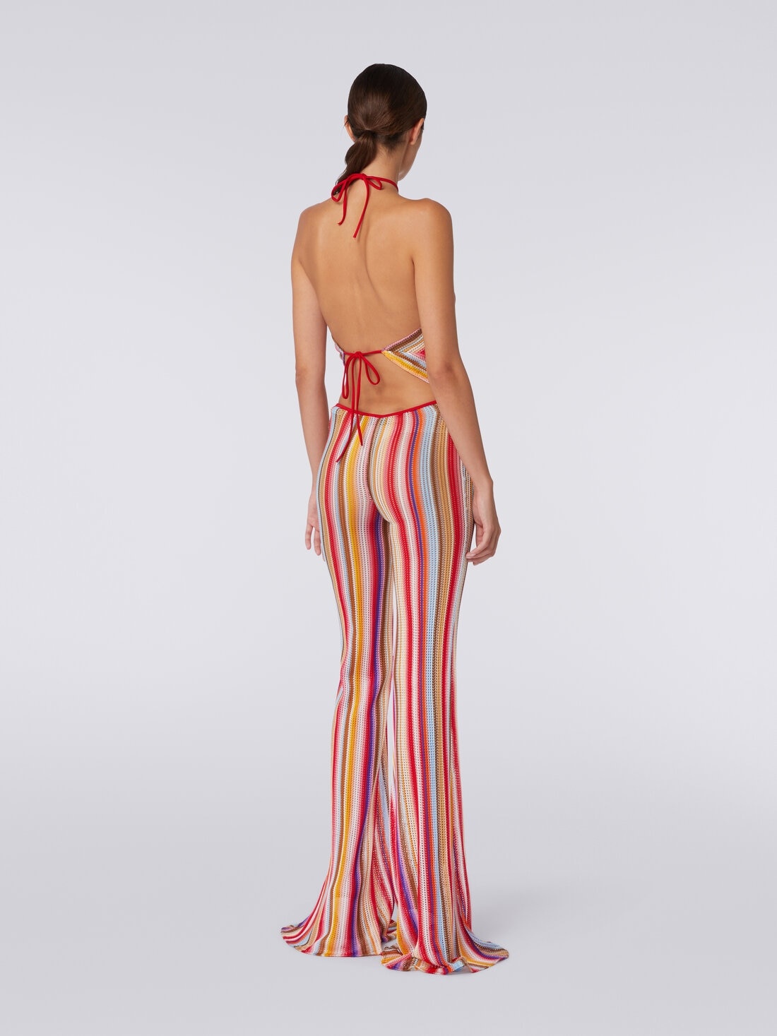 Flared trousers in striped crochet - 4