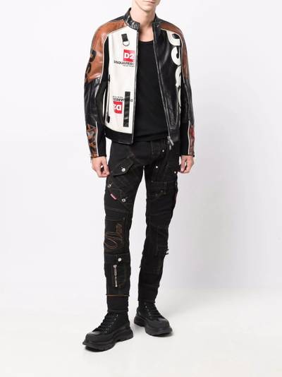 DSQUARED2 panelled leather biker jacket outlook