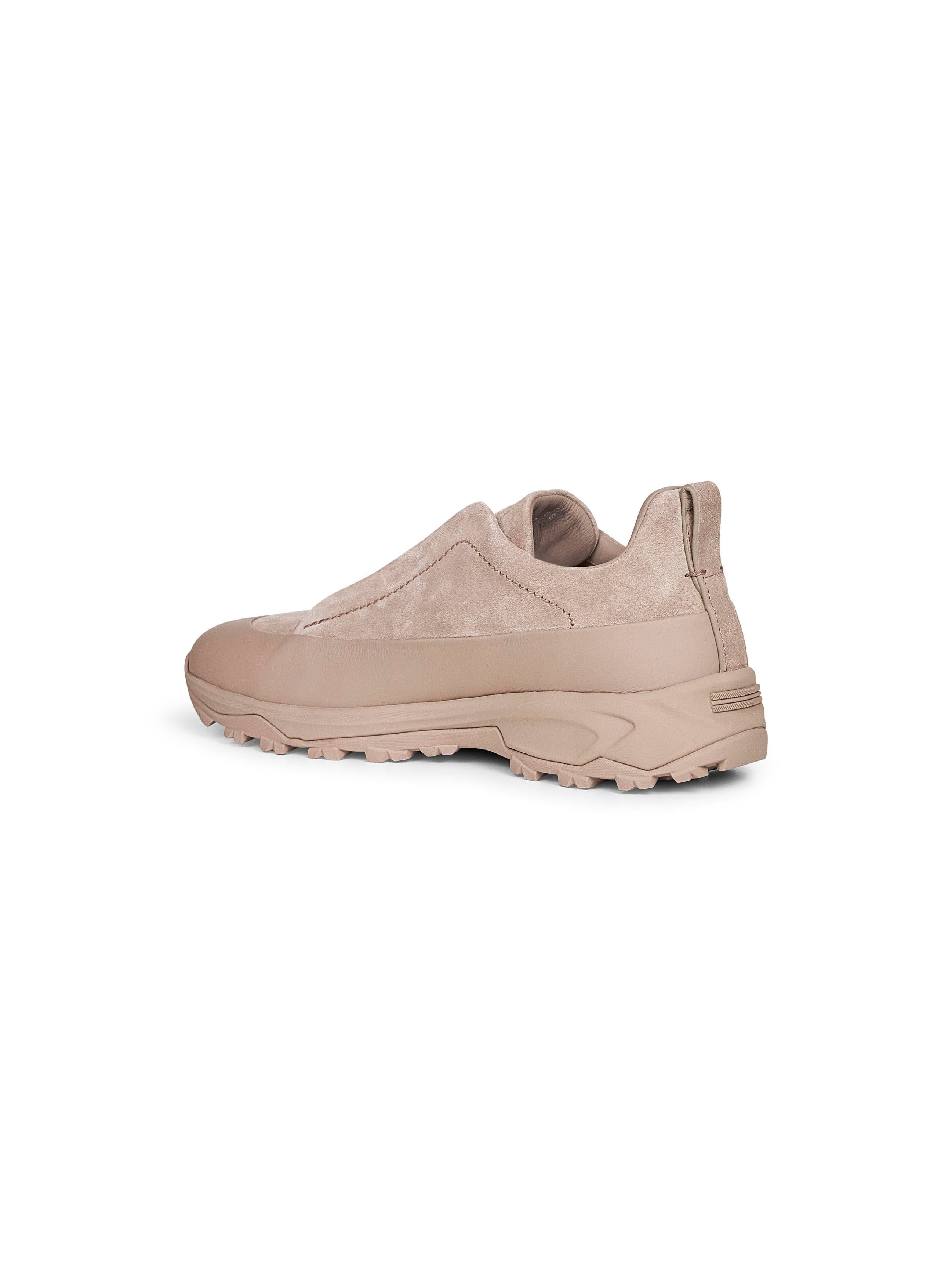 Taupe leather and suede Triple Stitch Monte sneakers - 3