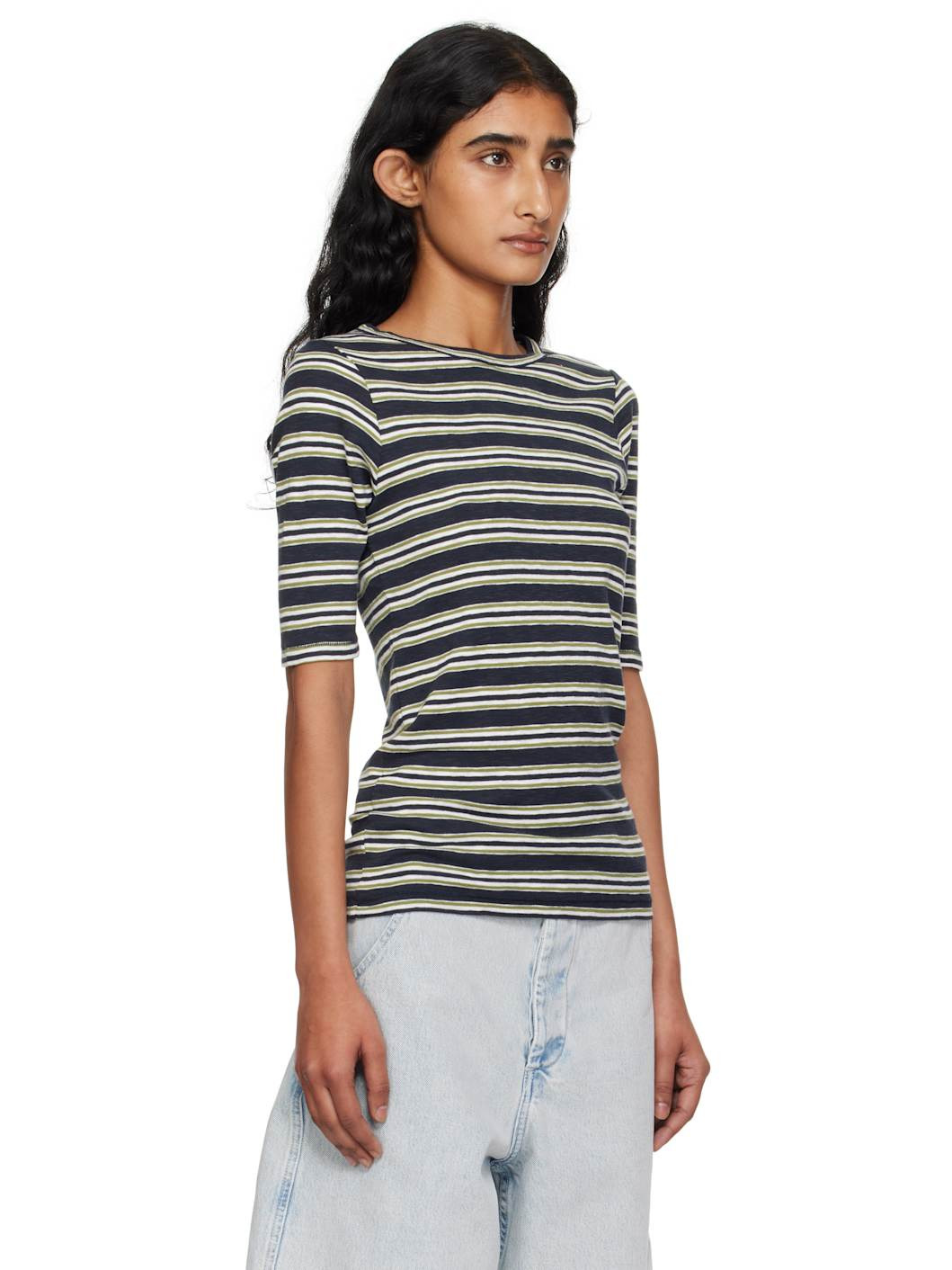 Navy & Green Stripe T-shirt - 2