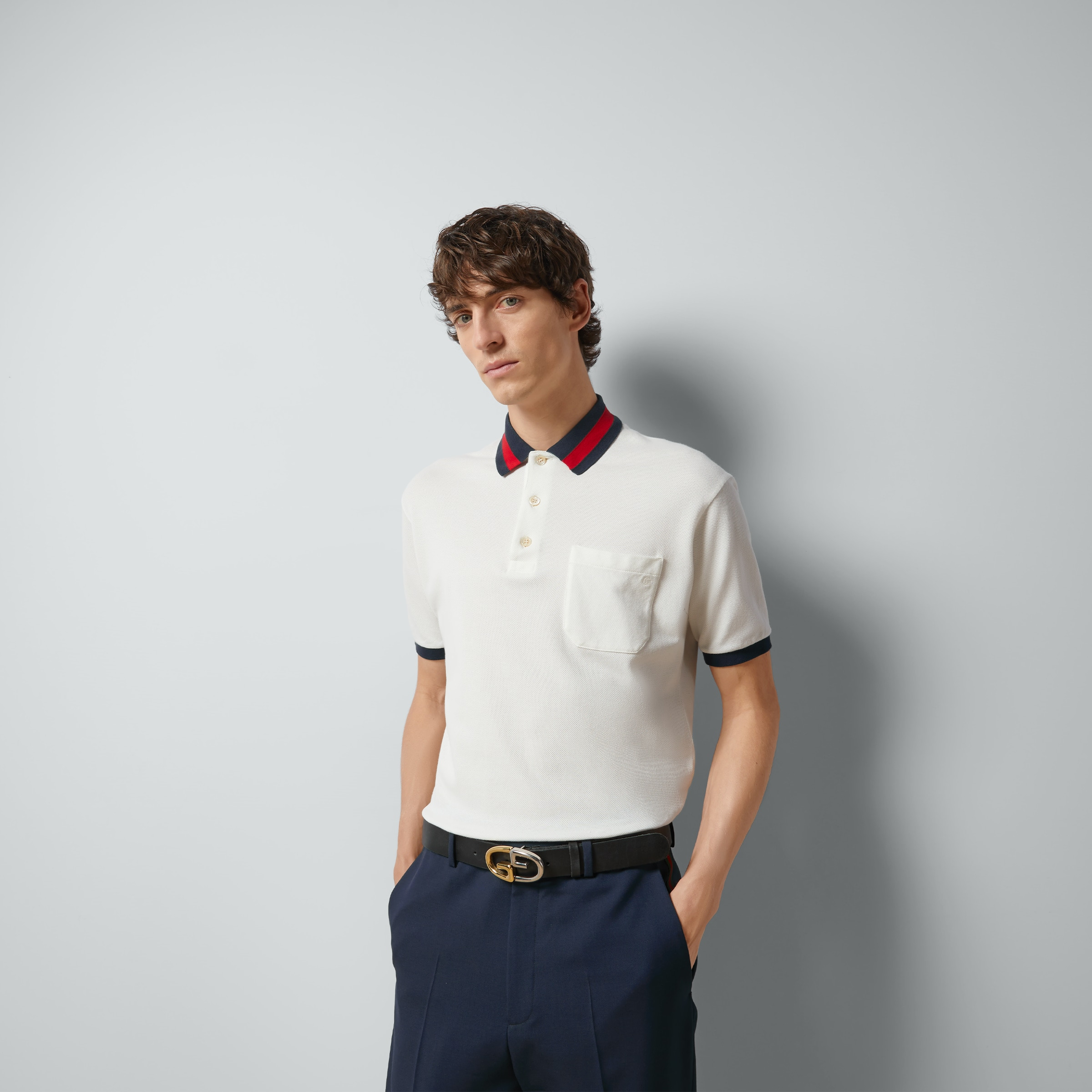 Cotton piquet polo with Web collar - 6