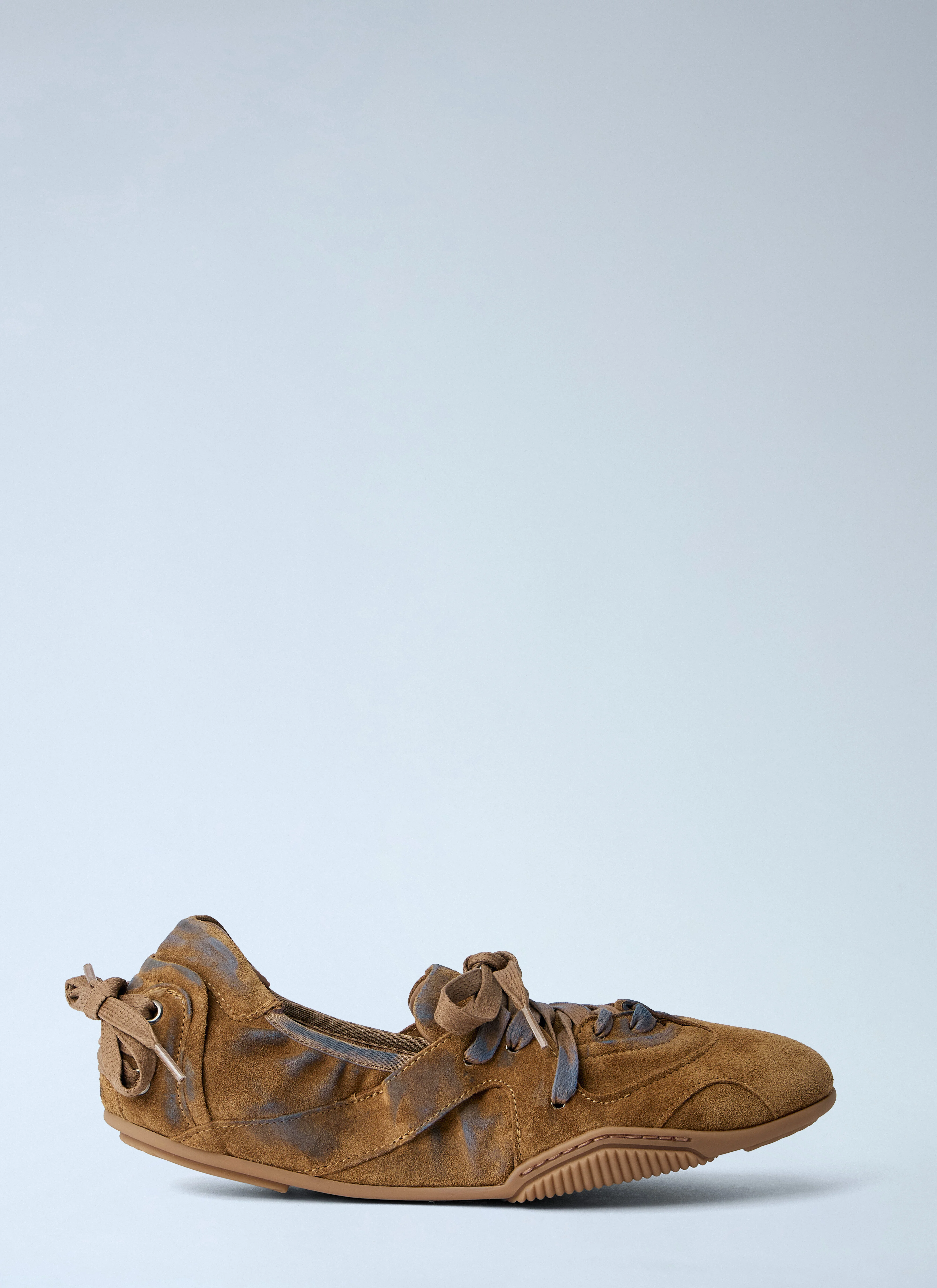 Lace-Up Suede Flats - 1