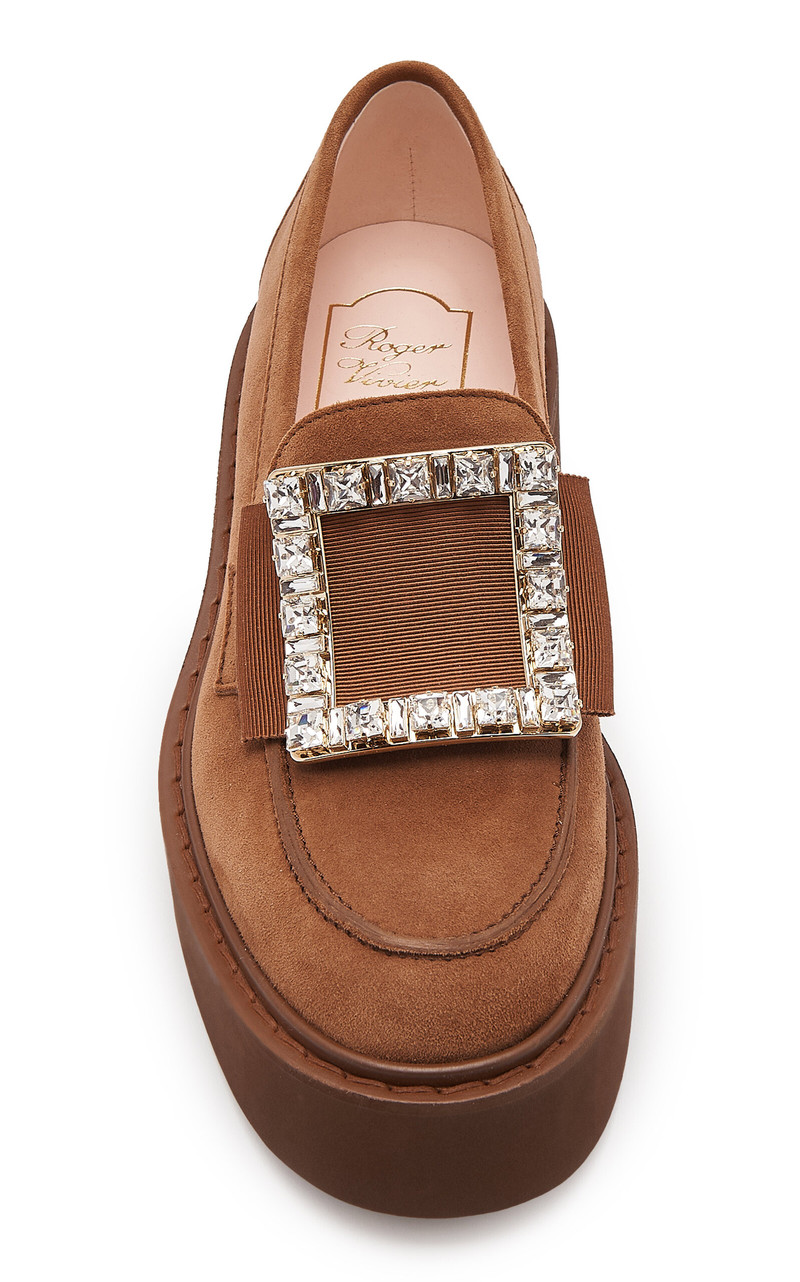 Roger Vivier Viv Rangers Strass-Detailed Buckle Platform Loafers brown outlook