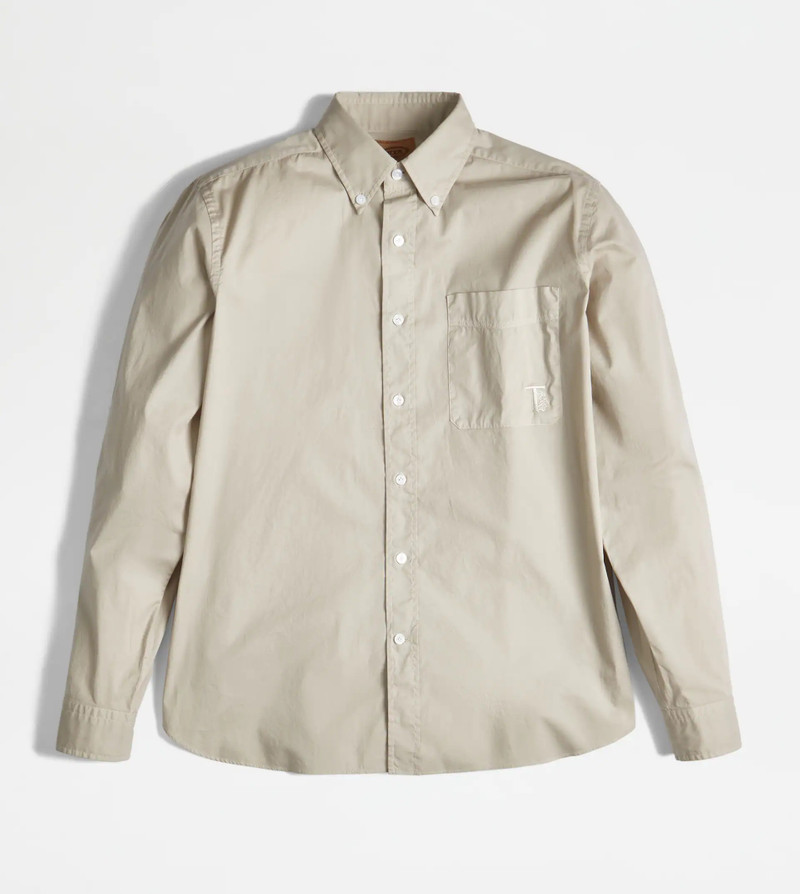 BUTTON DOWN COLLAR SHIRT - BEIGE 1