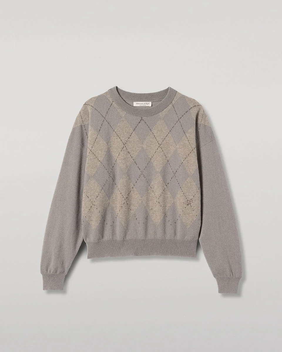 Clan Grey Argyle Cashmere Jumper - 1
