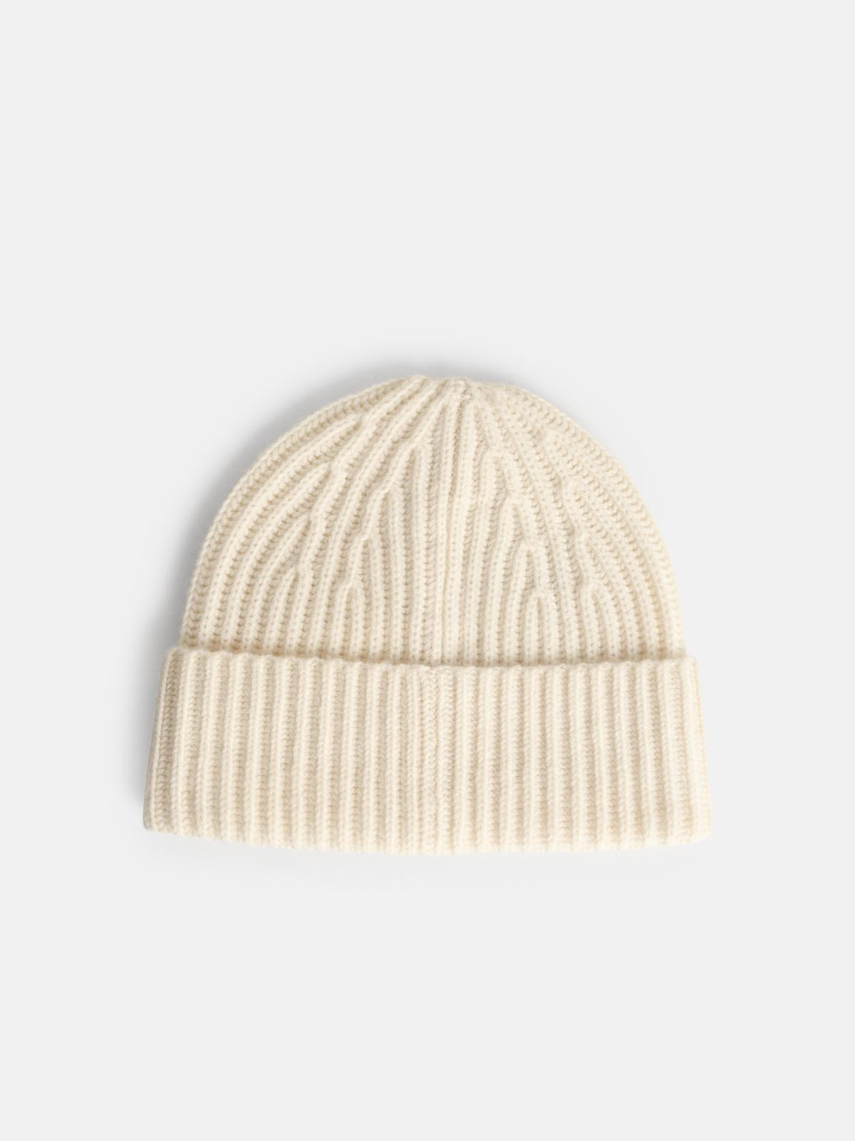 'MARTIGNY' CREAM CASHMERE BEANIE - 2