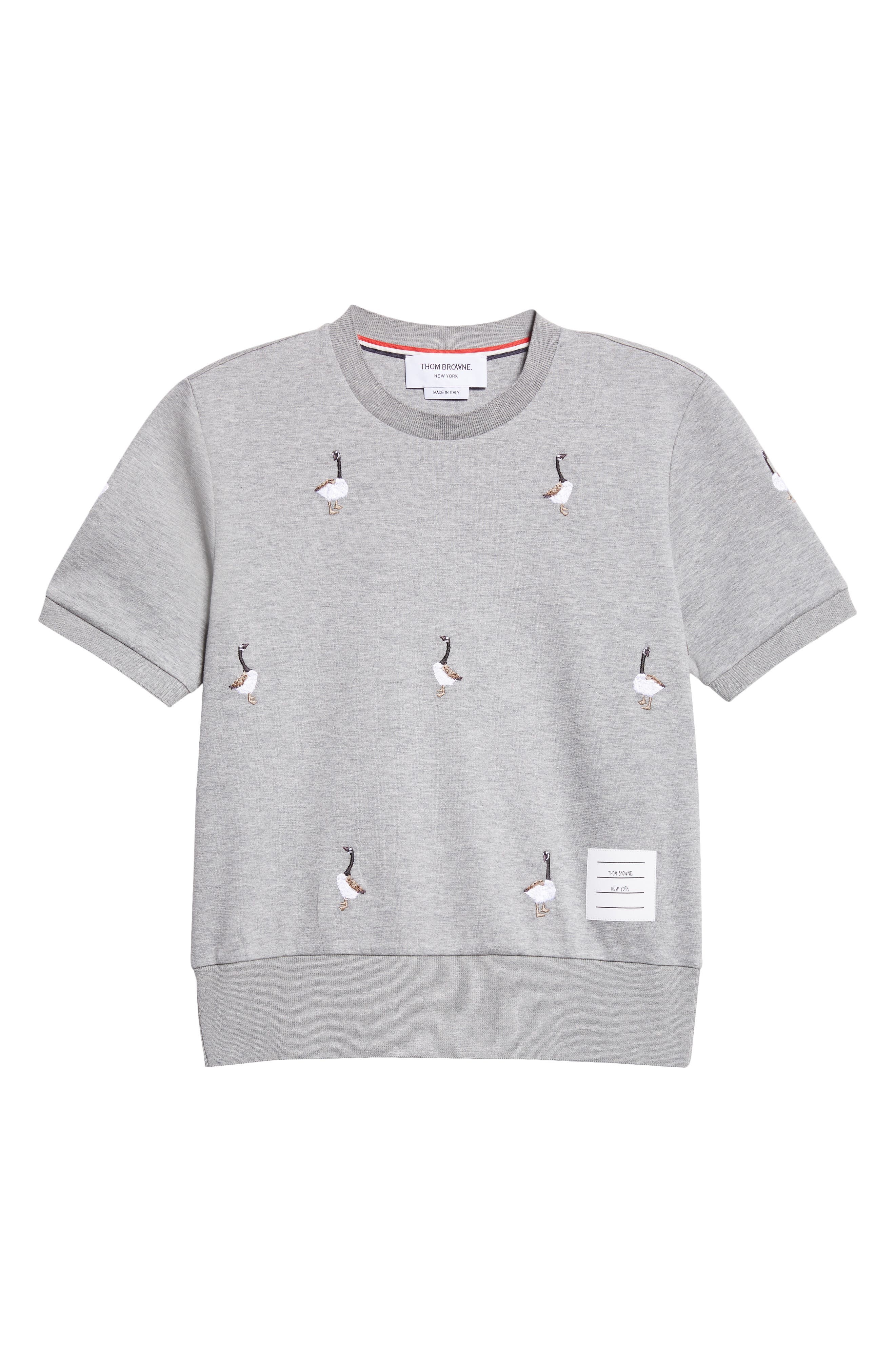 Thom Browne Embroidered Geese Short Sleeve Sweatshirt in Light Grey at Nordstrom - 6