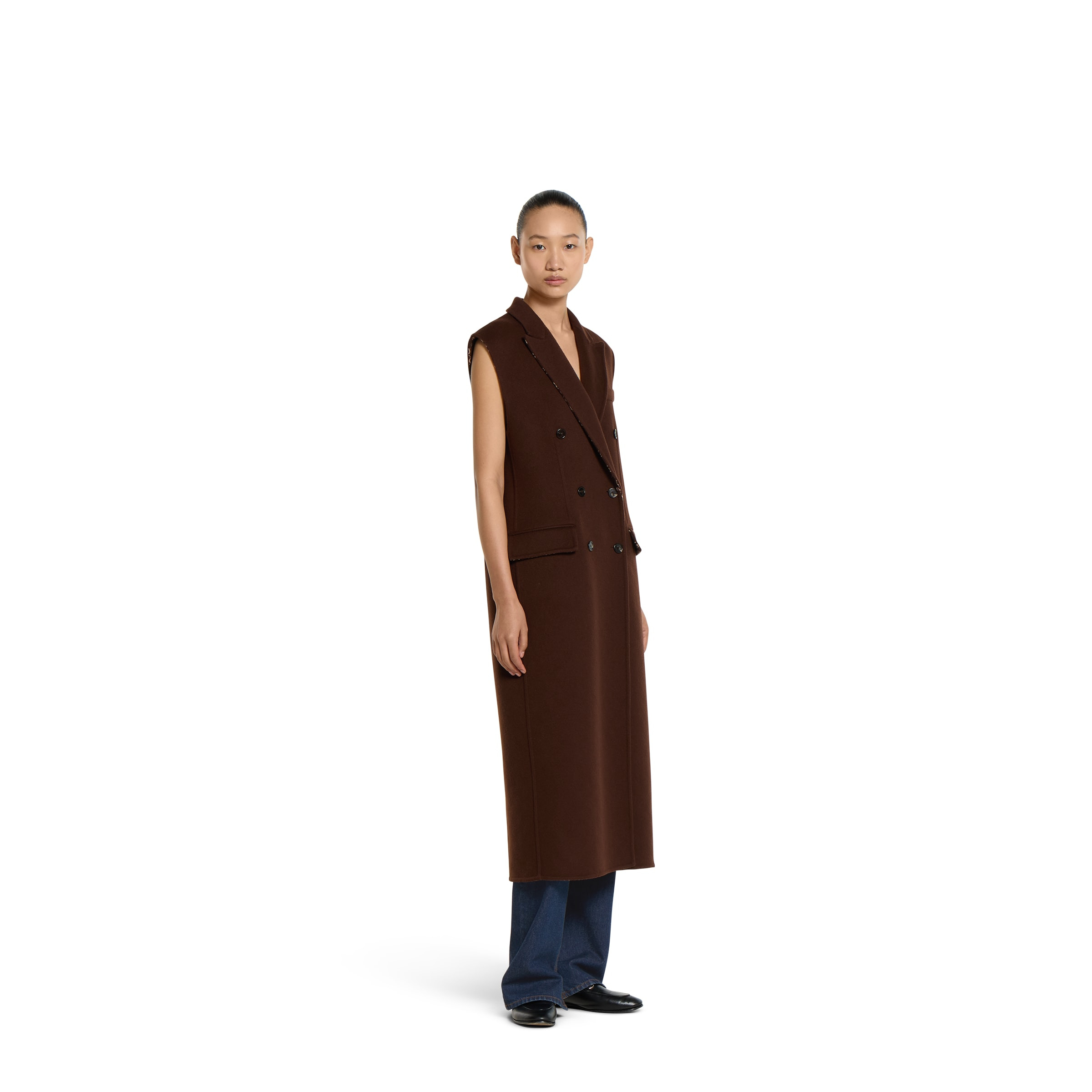 Reversible long silk wool gilet - 3