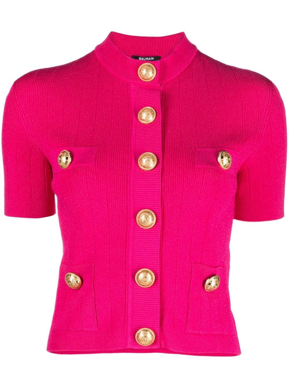 short-sleeved buttoned cardigan - 1