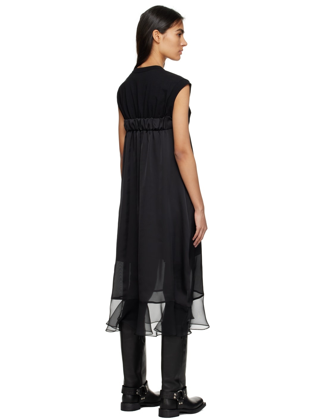 Black Paneled Midi Dress - 3