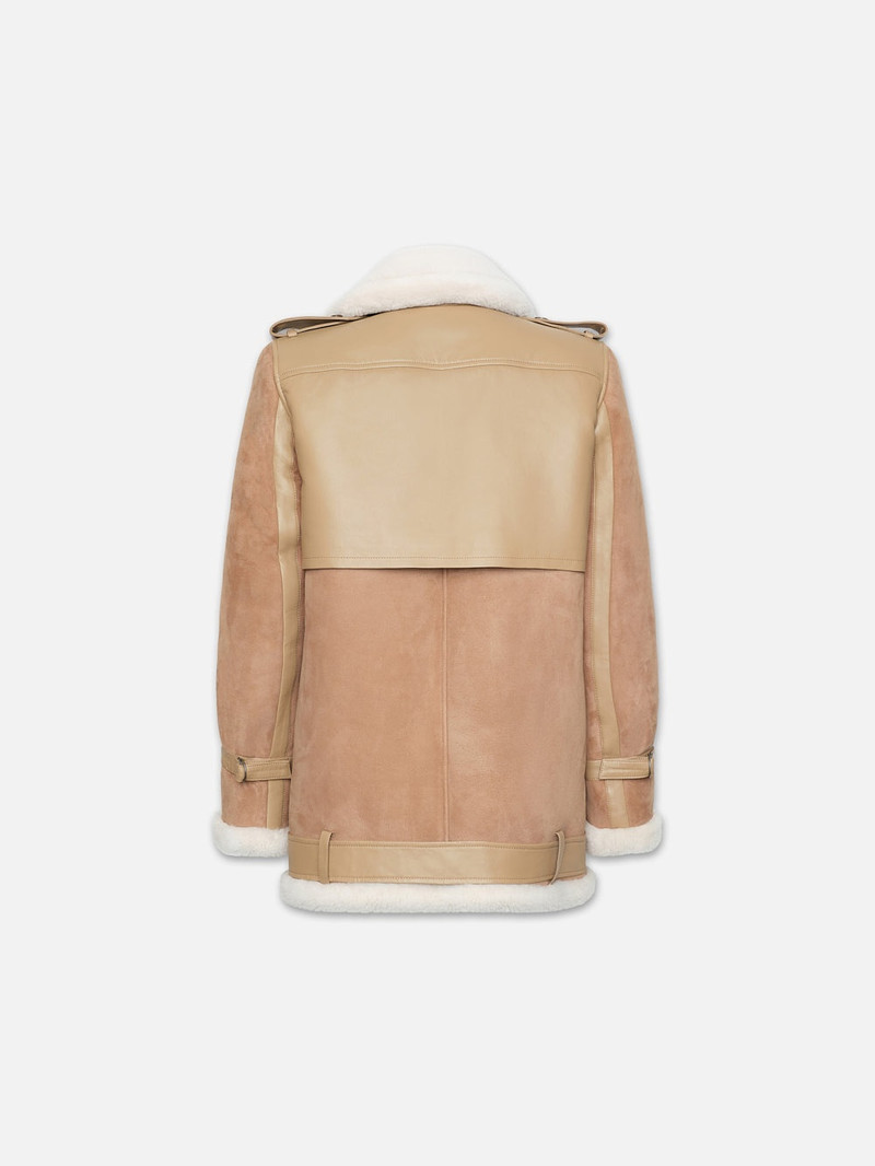 FRAME Short Shearling Trench in Mocha outlook