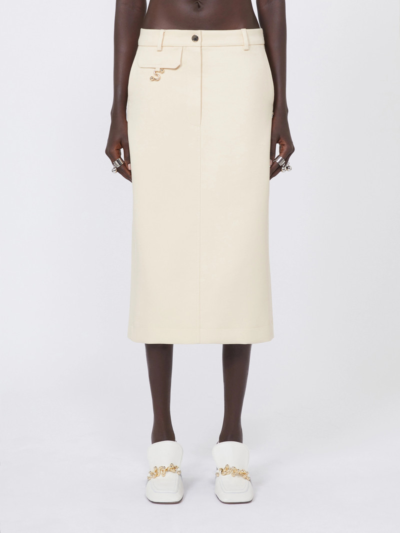 ADEPTO Straight-fit gabardine skirt - VANILLA 3