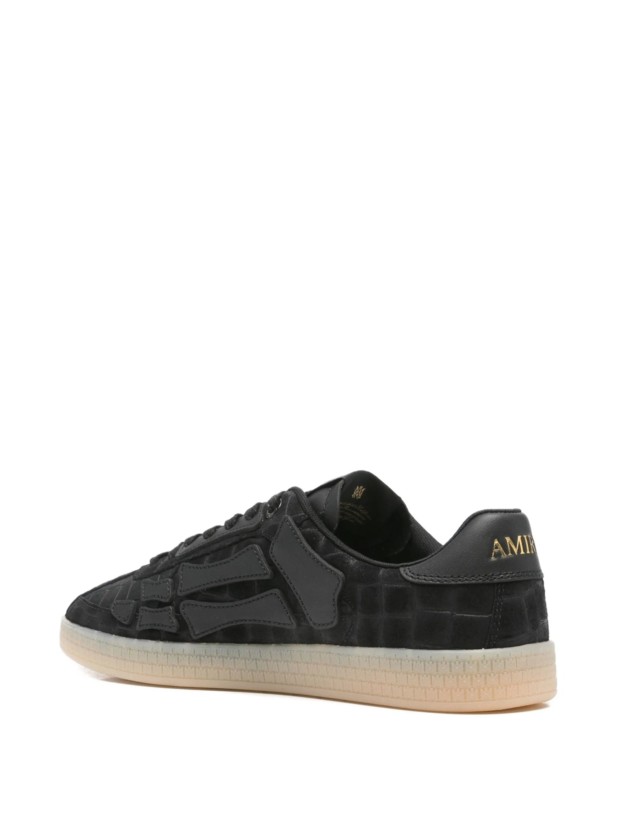 crocodile-embossed leather sneakers - 3