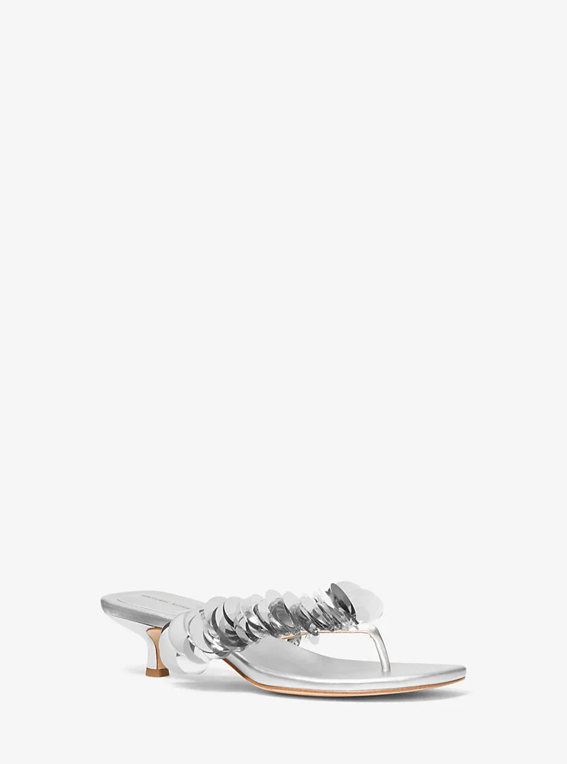 Loretta Sequin Embellished Metallic Sandal - 1