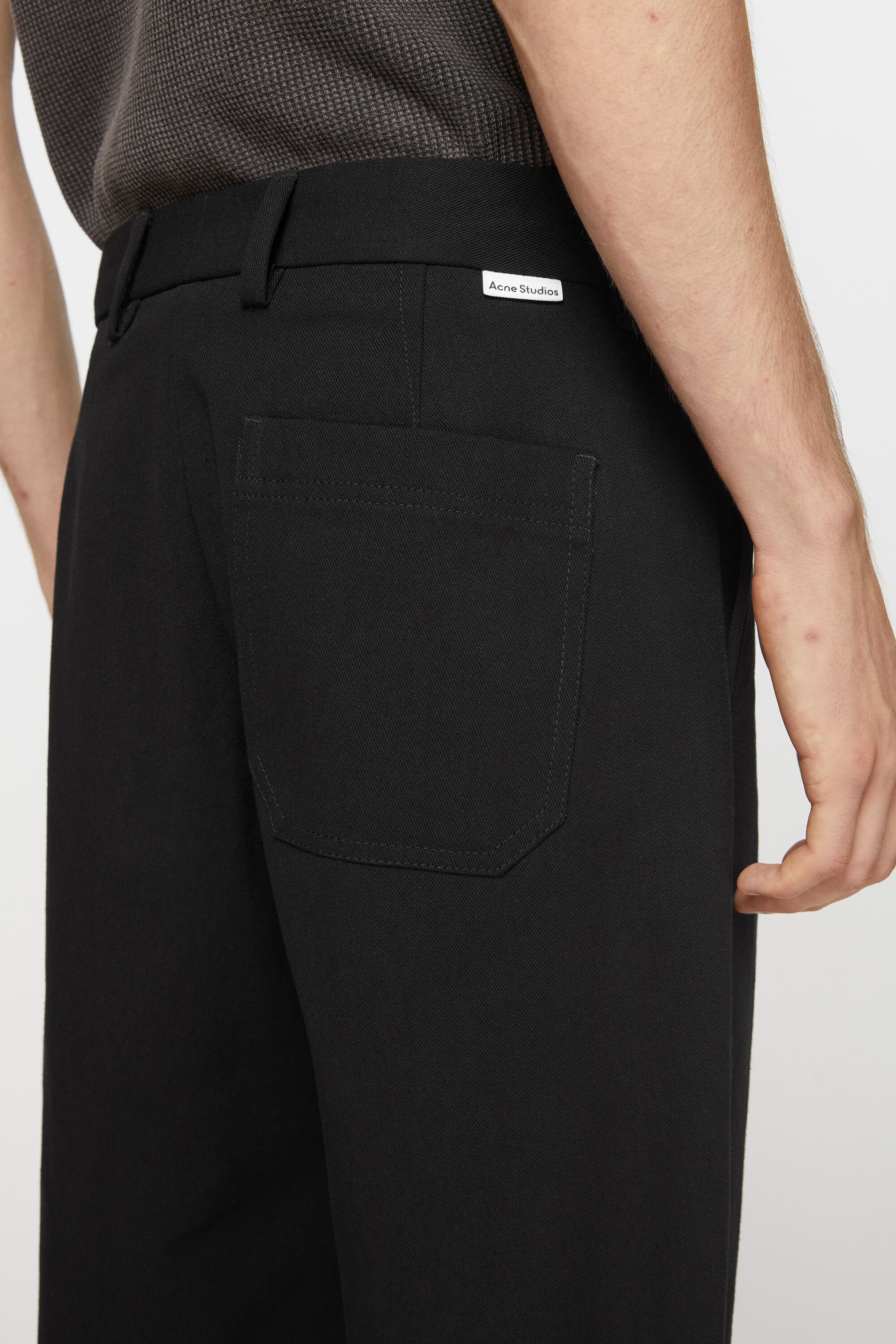 Twill cotton-blend trousers - Black - 5