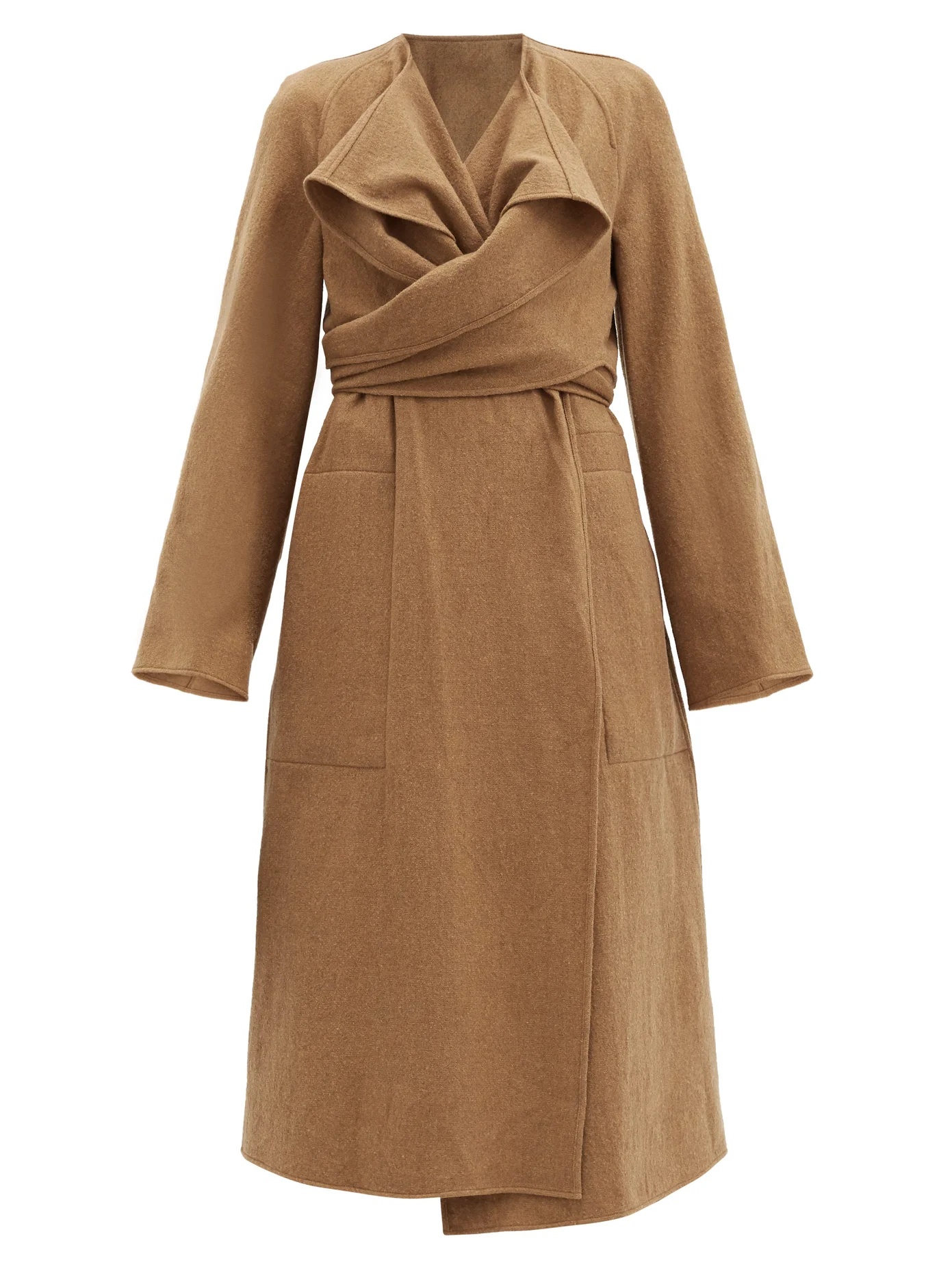 Draped wrap-front wool coat - 1