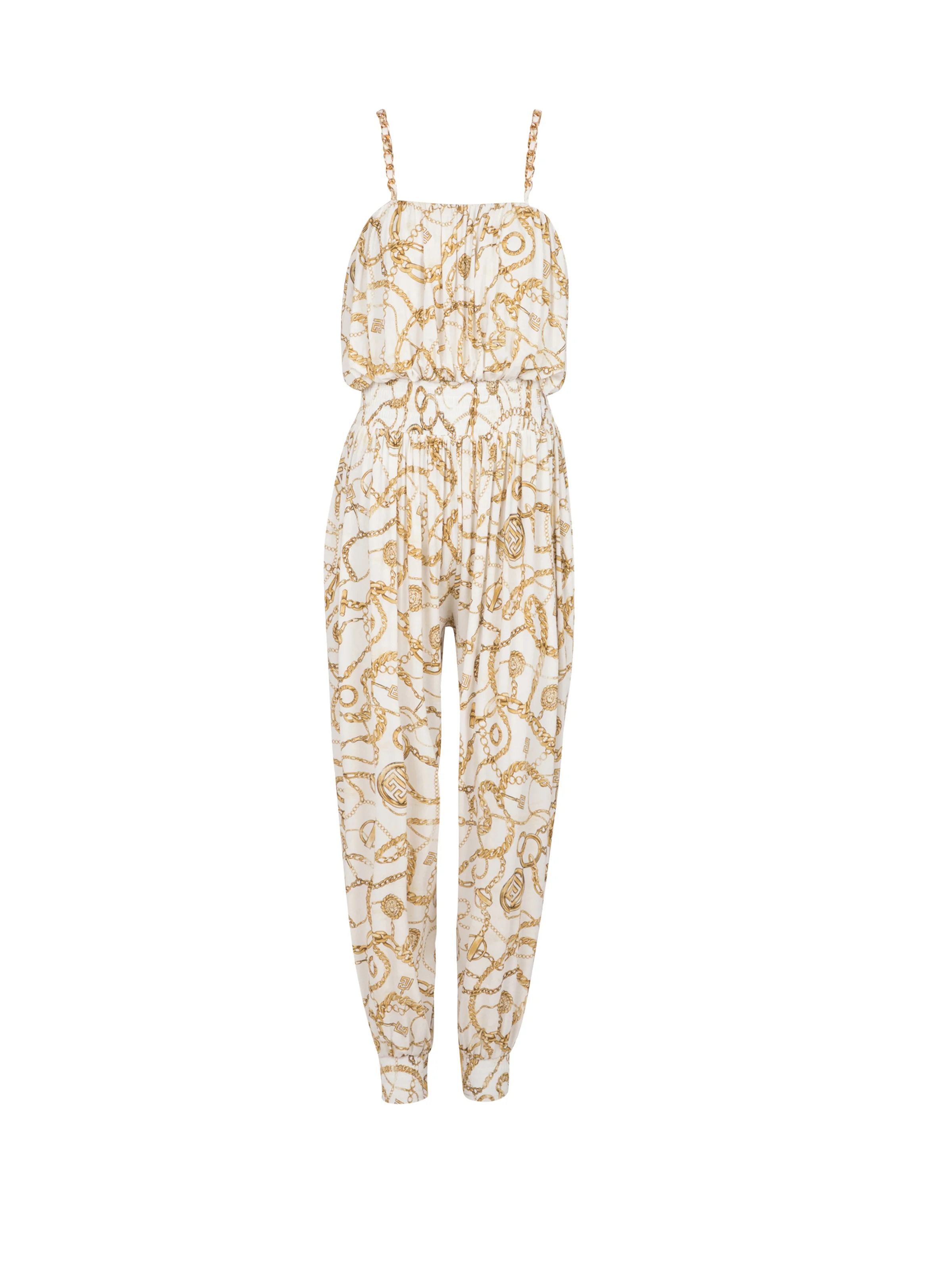 Flowing printed jumpsuit with Balmain Chains pattern - 1