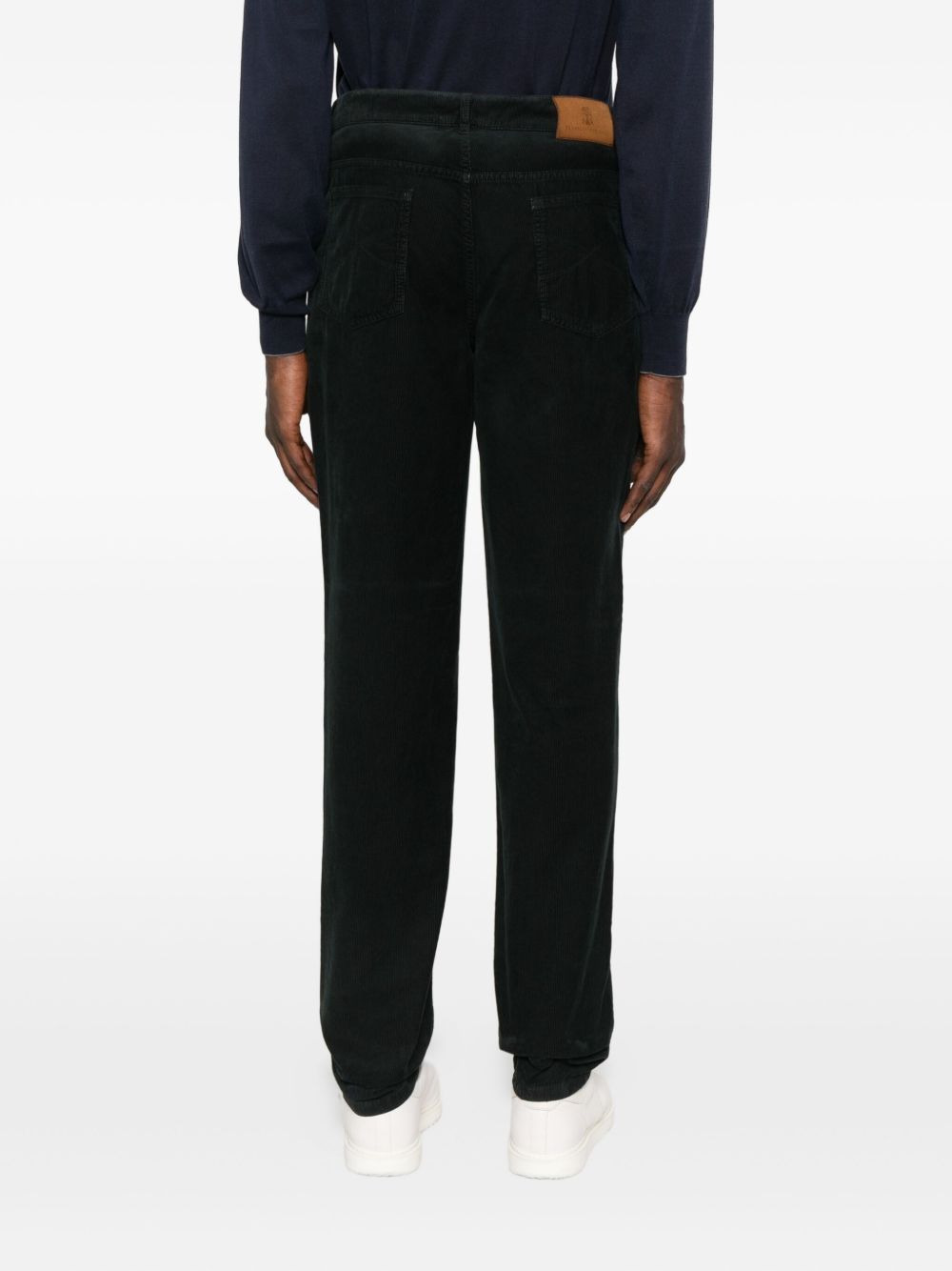 logo-embroidery corduroy trousers - 4