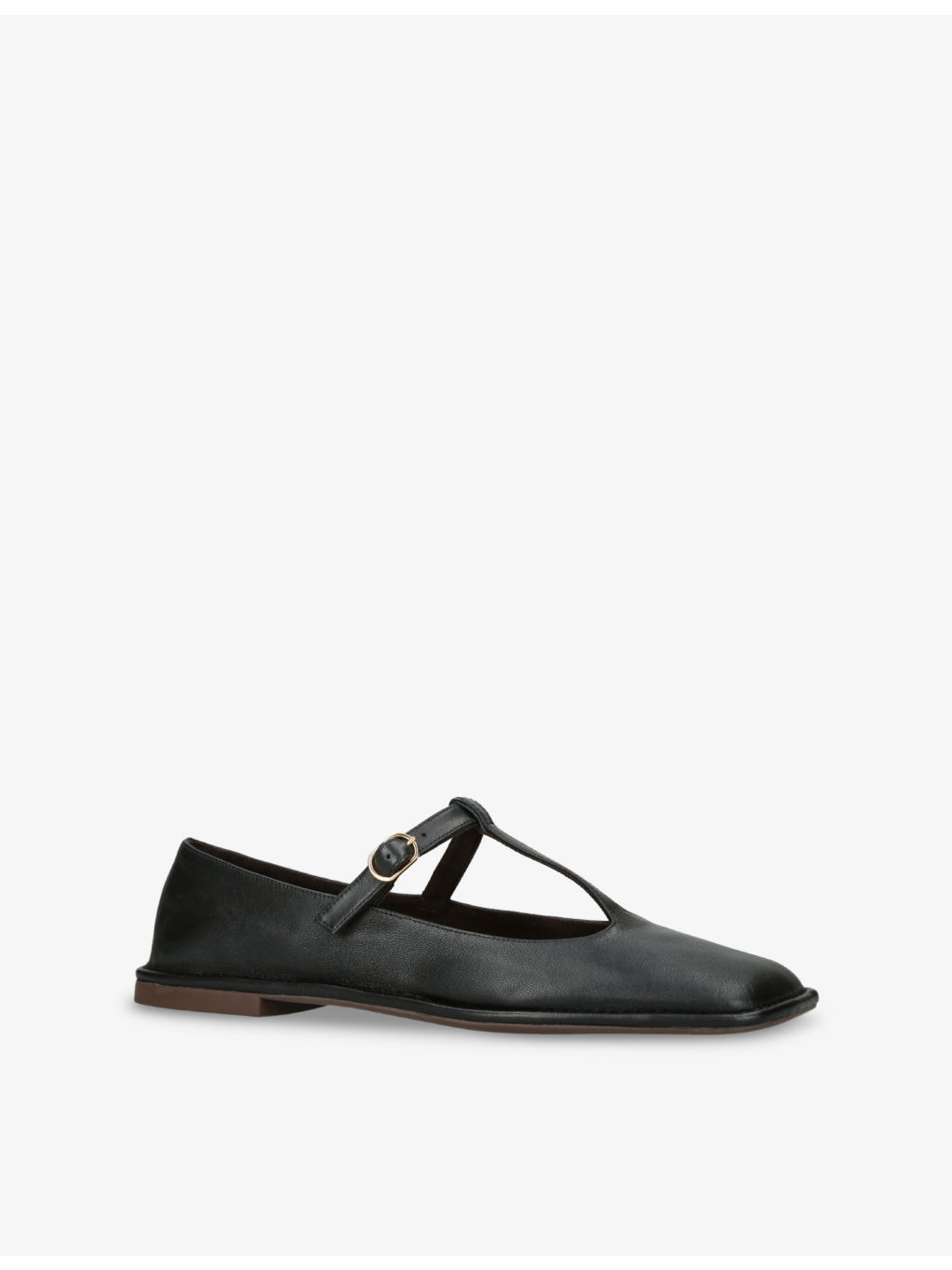 Square T-Bar Leather Pumps - 3