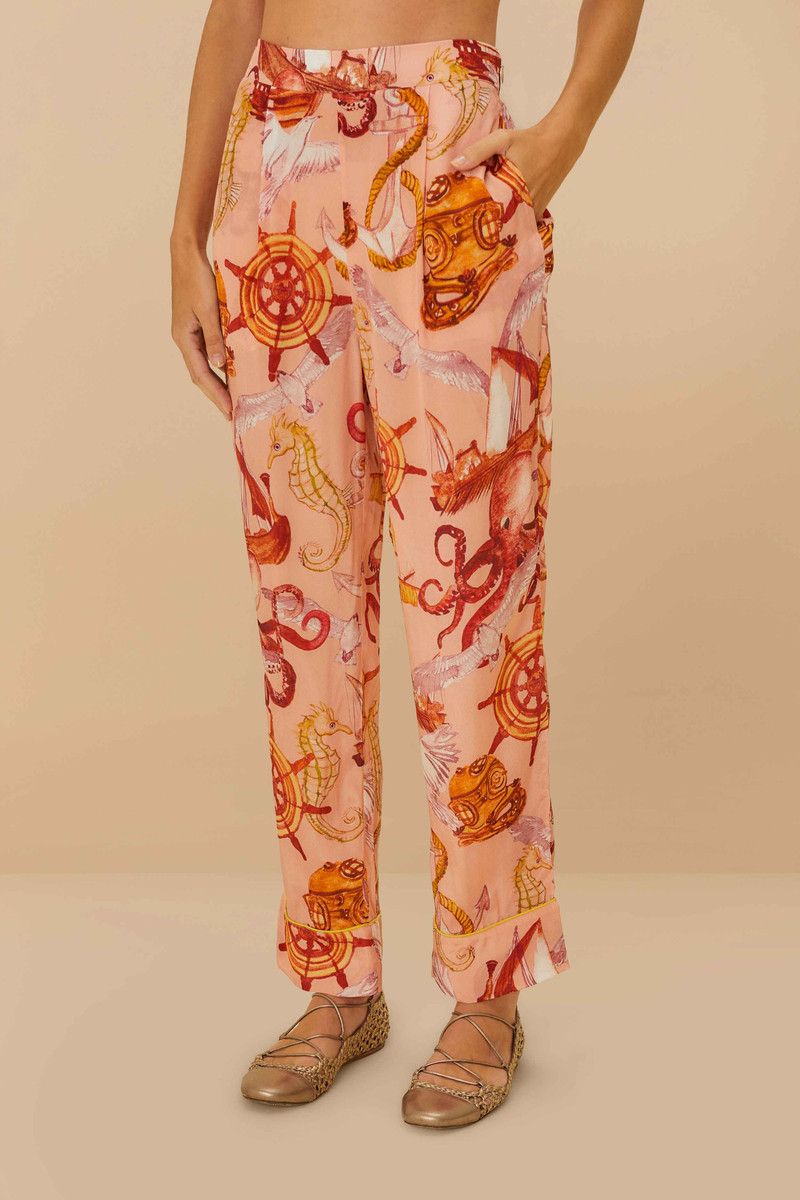 FARM RIO Pink Nautical Wonder Pajama Pants outlook