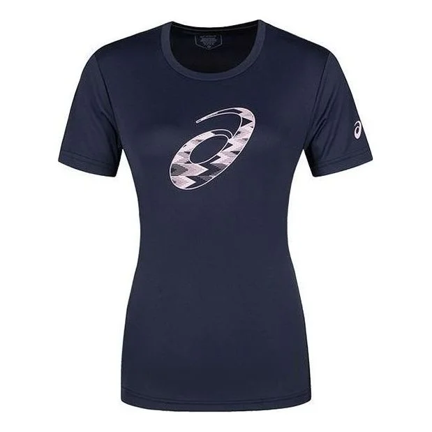(WMNS) ASICS Spiral Graphic Short Sleeve T-Shirt Asia Sizing 'Midnight' 2032D020-402 - 1