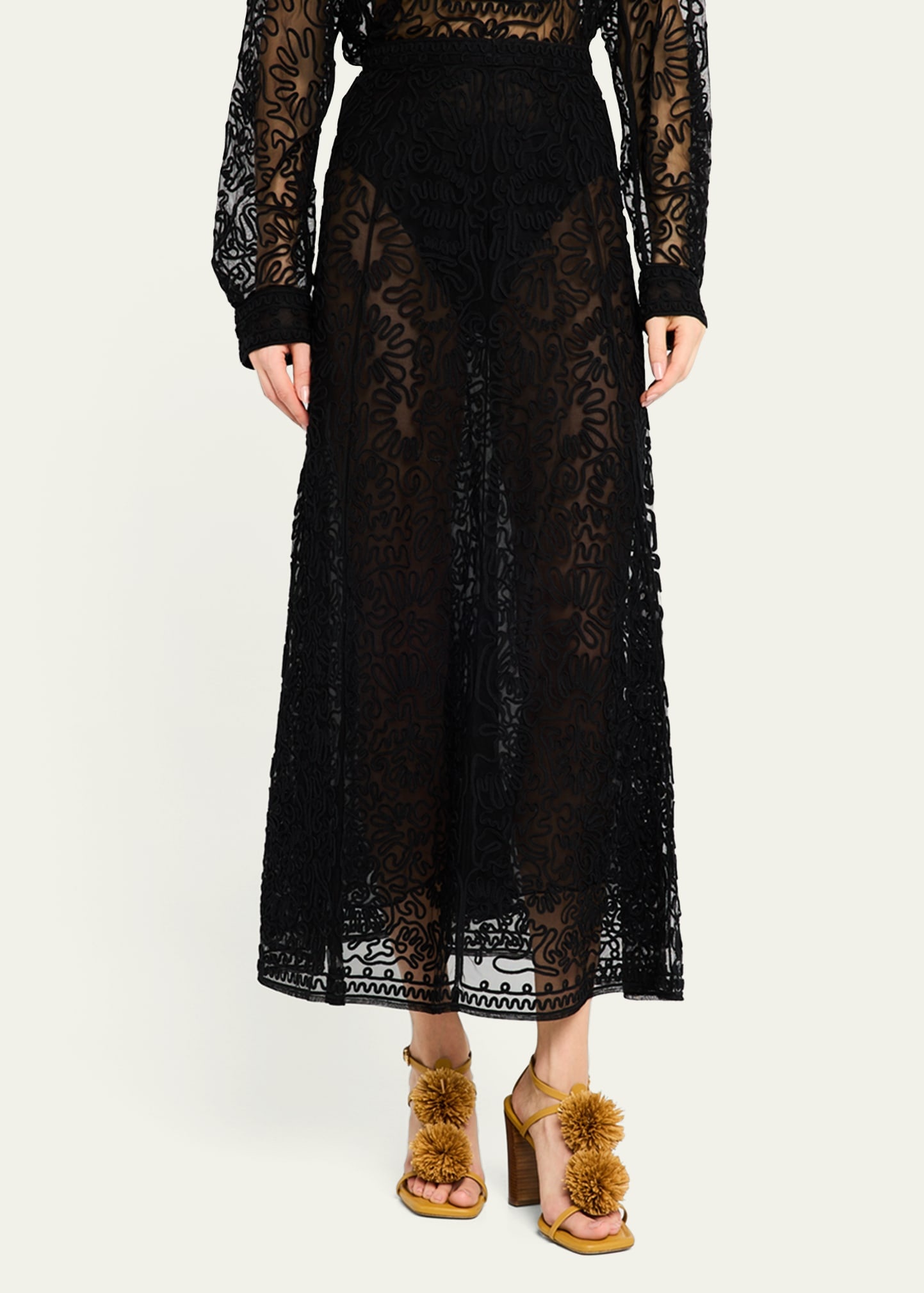 Katja Sheer Embroidered Skirt - 4