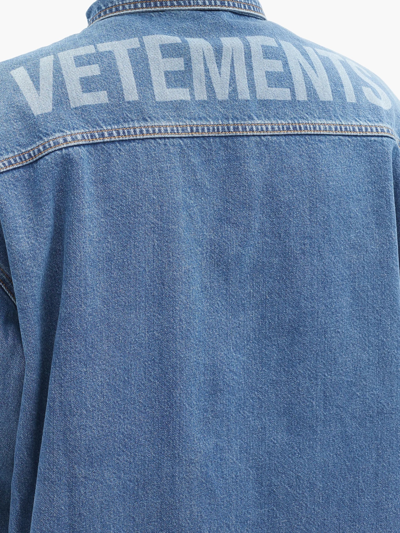 Back logo-print cotton-denim shirt - 3