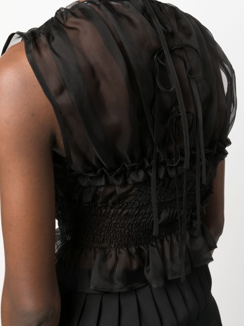 ruched sleeveless silk top - 5