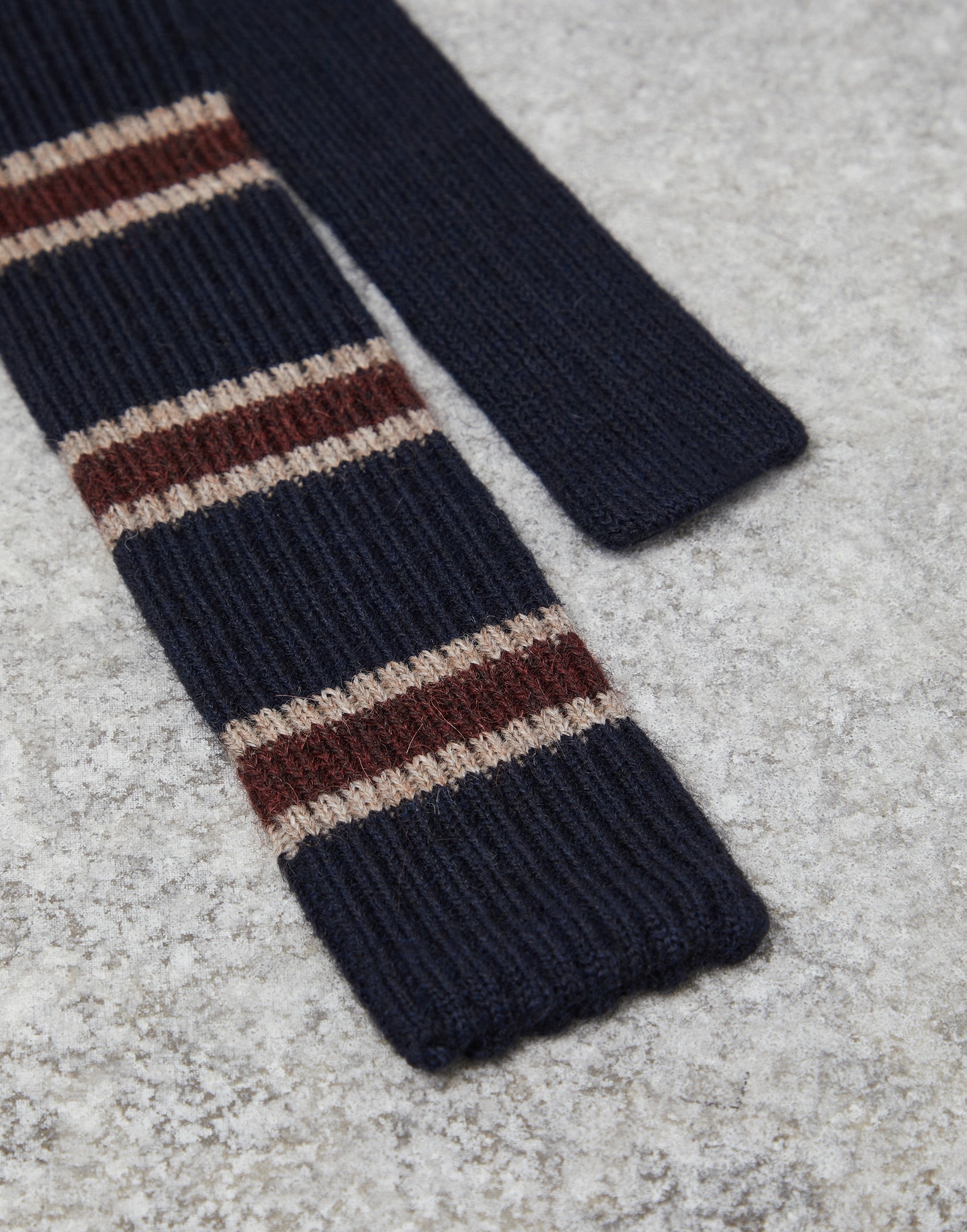 Alpaca and wool striped knit tie - 2