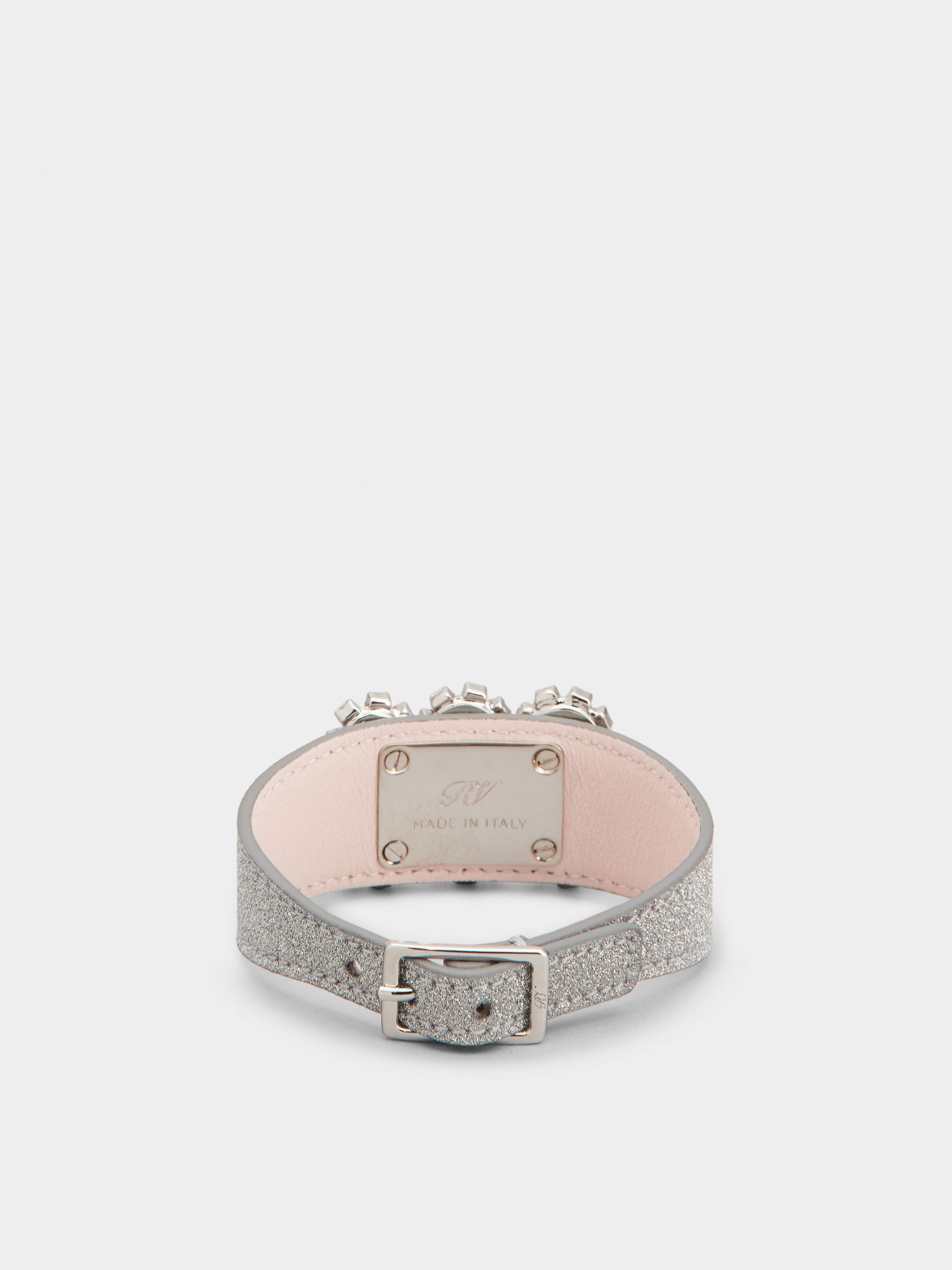 Flower Strass Buckle Bracelet in Fabrics and Leather - 2