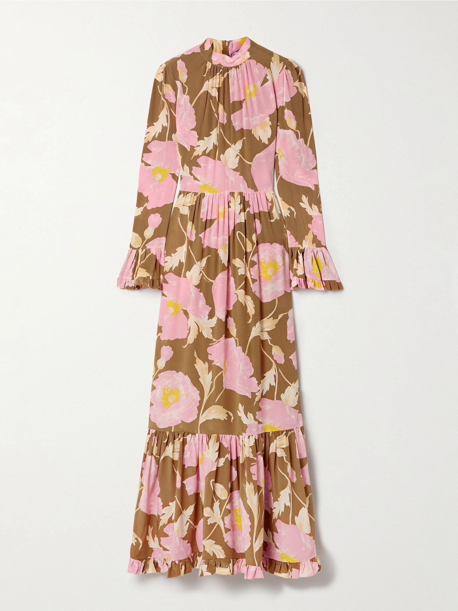 Visconti tiered ruffled floral-print silk crepe de chine maxi dress Pink - 1