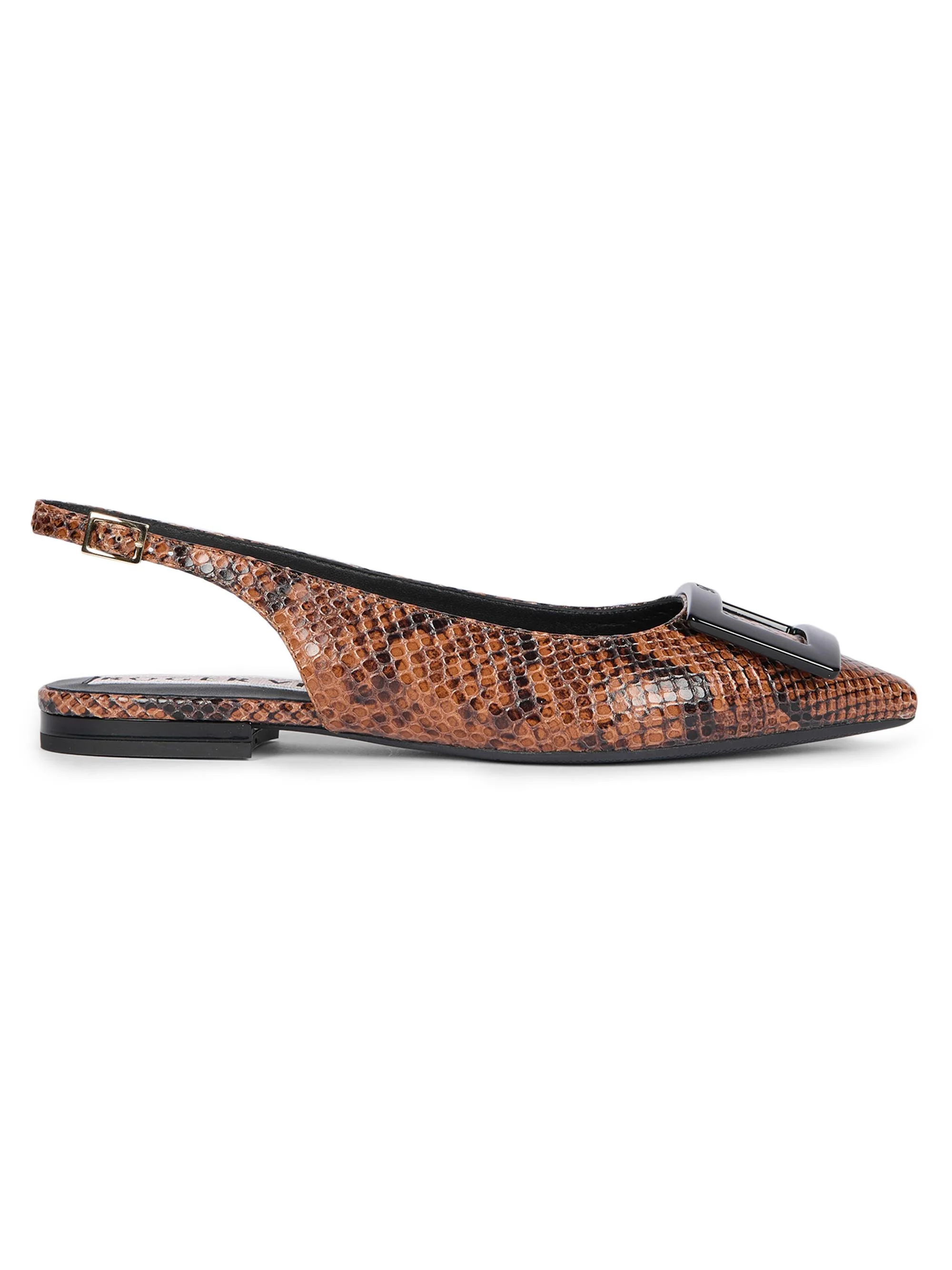 Women's Gommettine Snakeskin-Embossed Leather Ballerina Flats - Cognac Scuro - 1