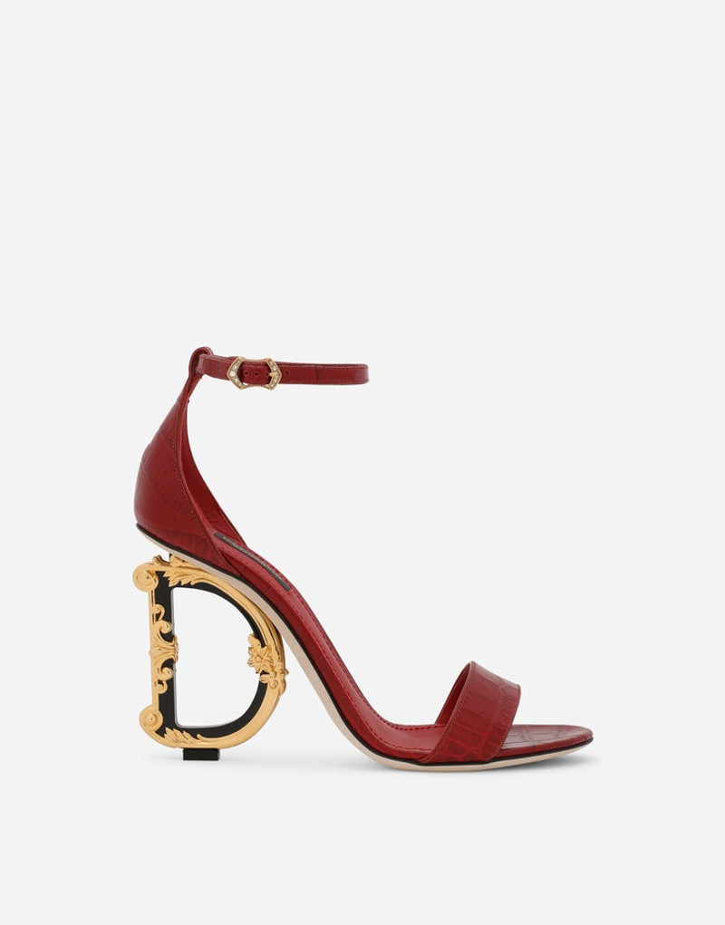 Crocodile-print calfskin baroque DG sandals 1