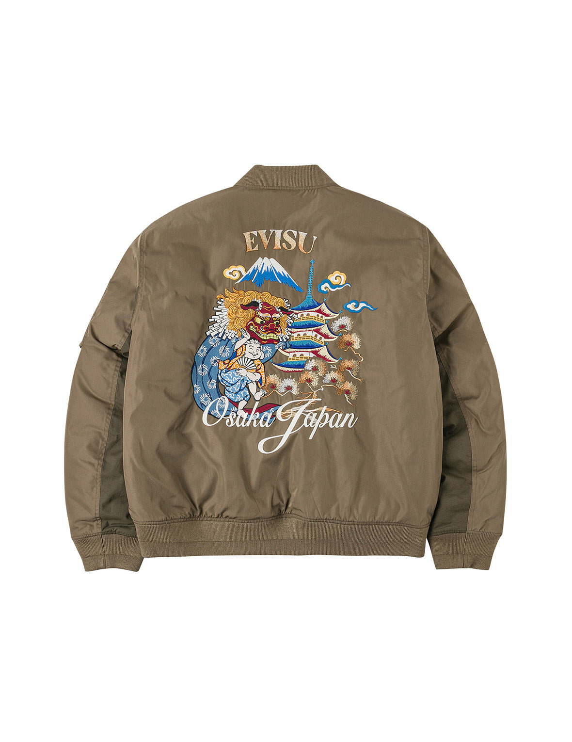 Logo and Godhead Lion Dance Embroidery Relax Fit Bomber Jacket - 2