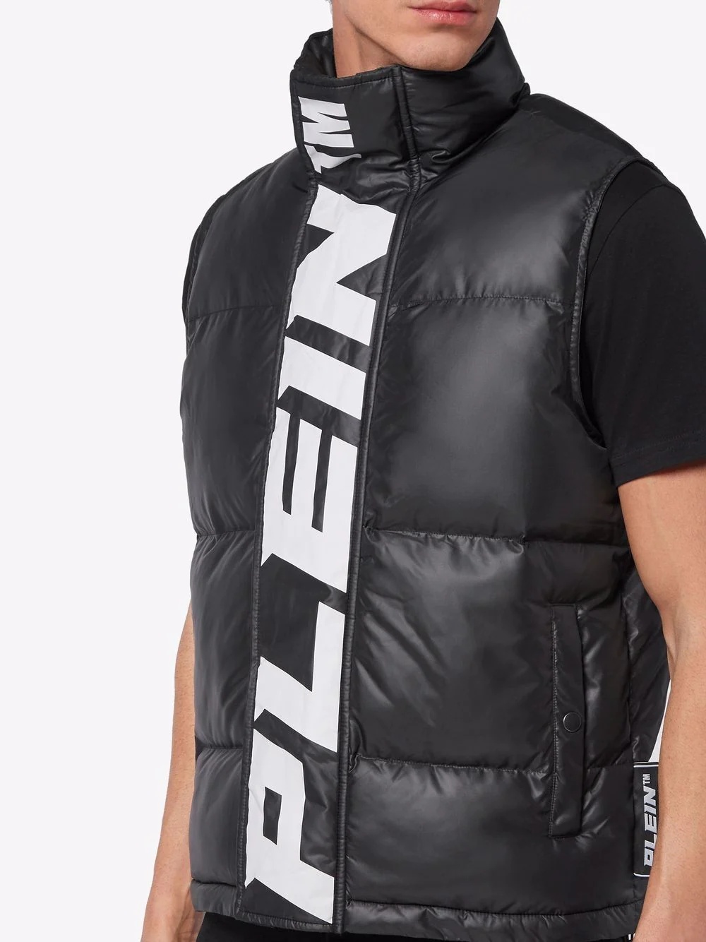 padded high-neck logo gilet - 5