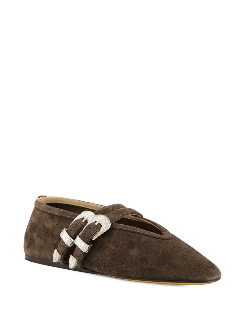 LE MONDE BÉRYL double-buckle suede ballet flats outlook