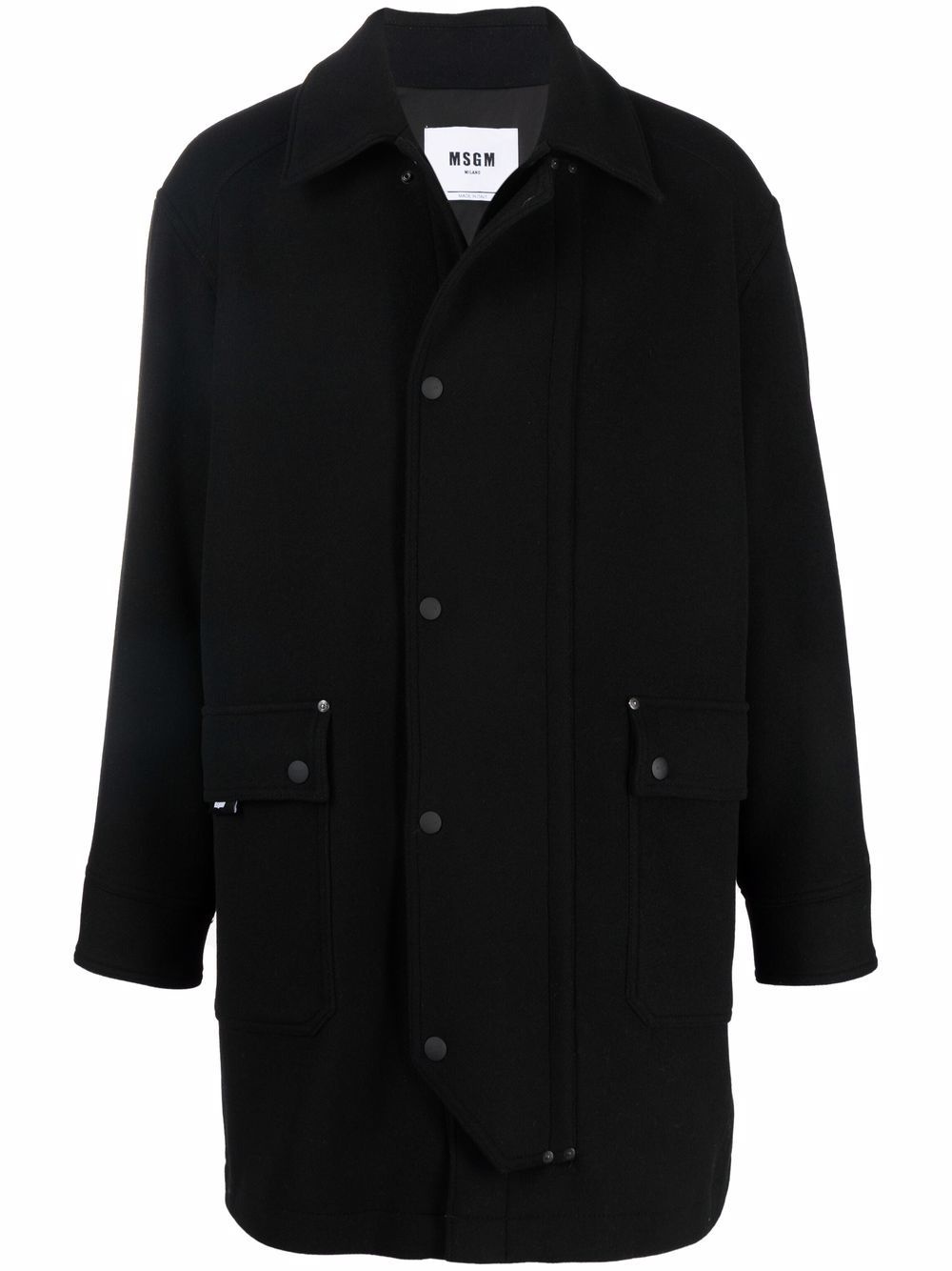 black snap-fastening coat - 1