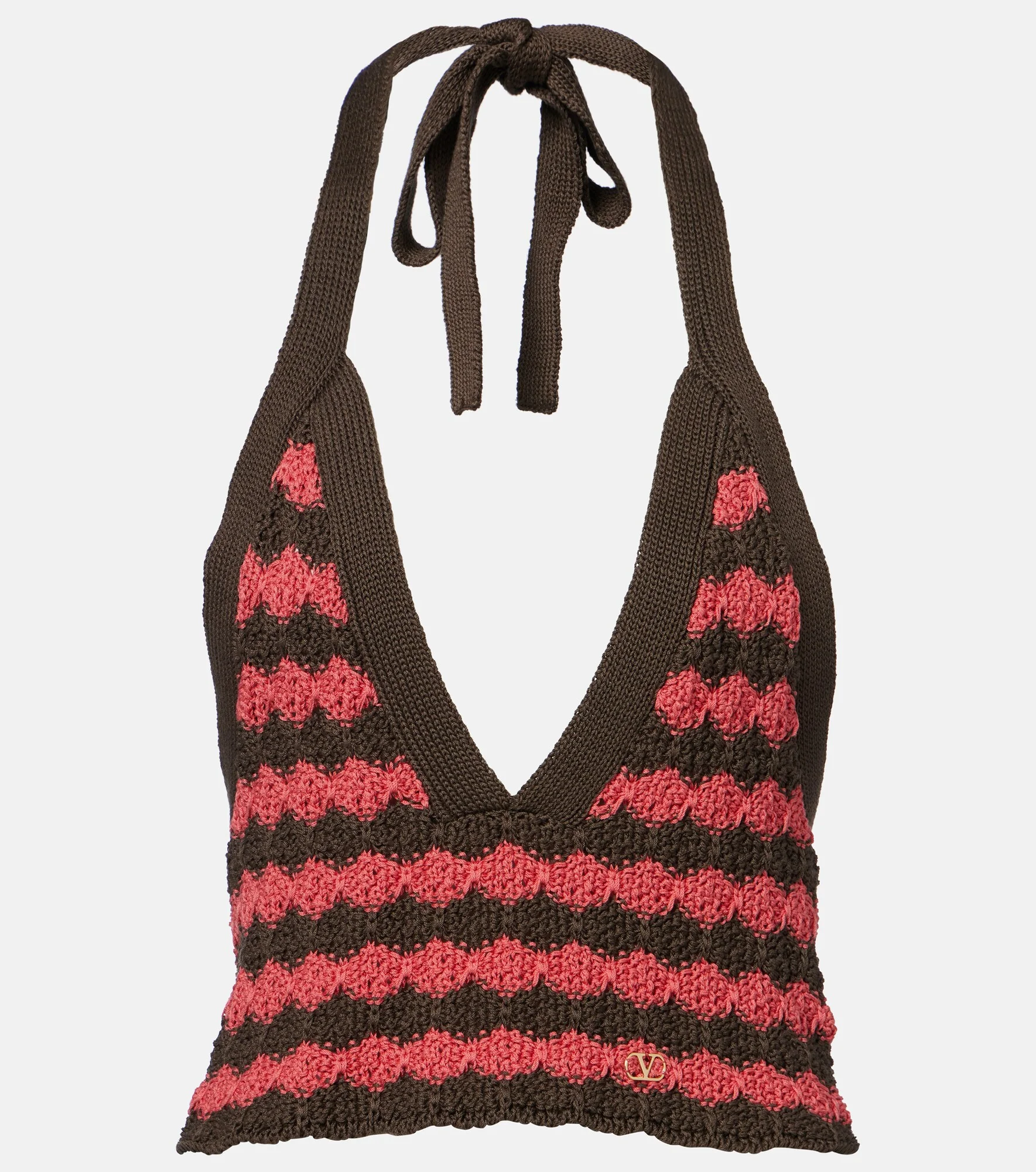 Striped knitted cotton crop top - 1