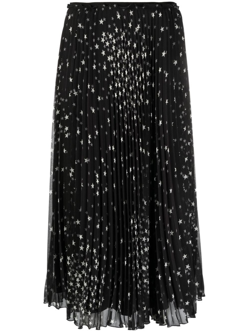 Cosmostar-print pleated midi skirt 1