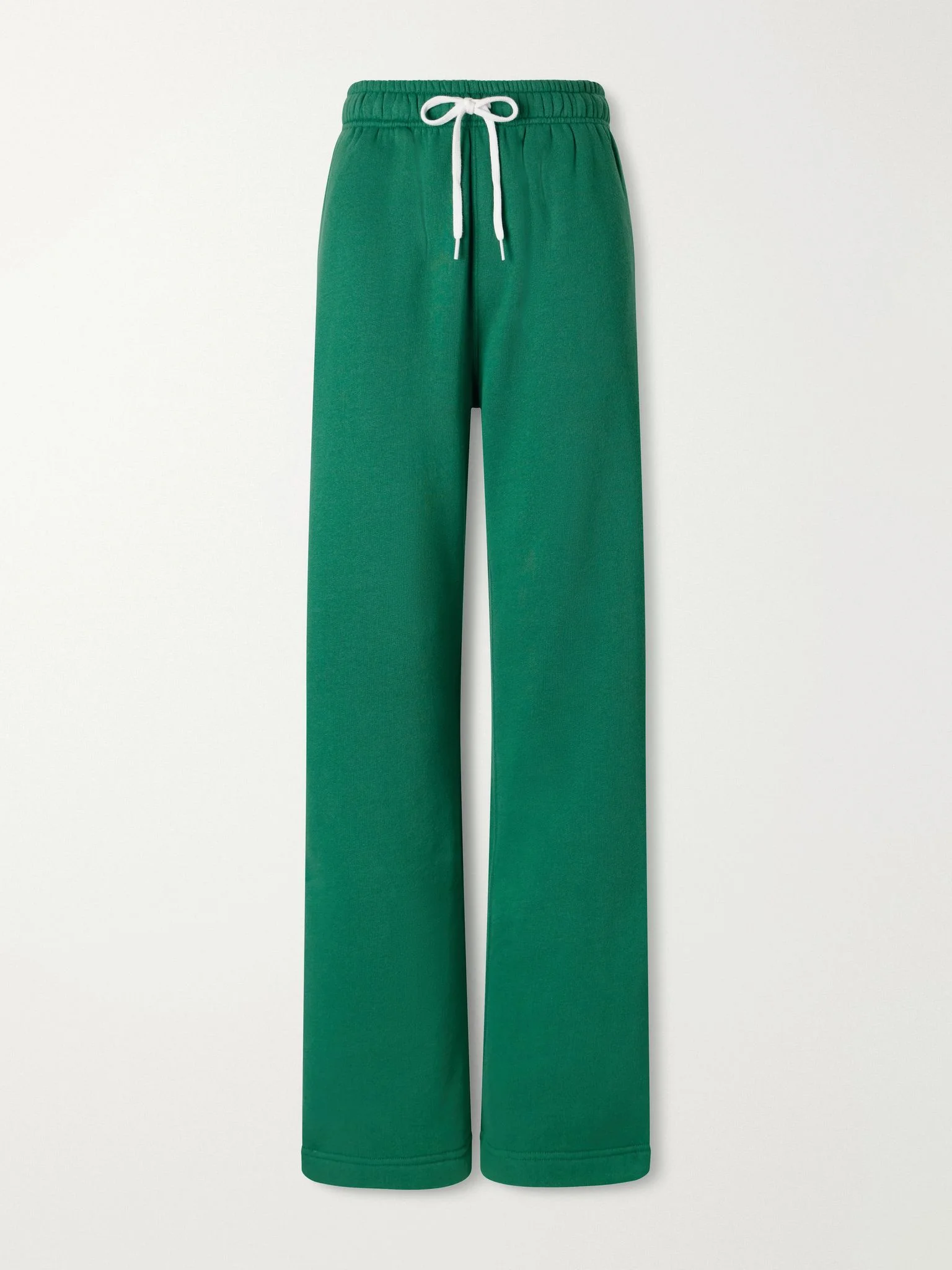 Cotton-blend jersey straight-leg sweatpants Forest green - 1