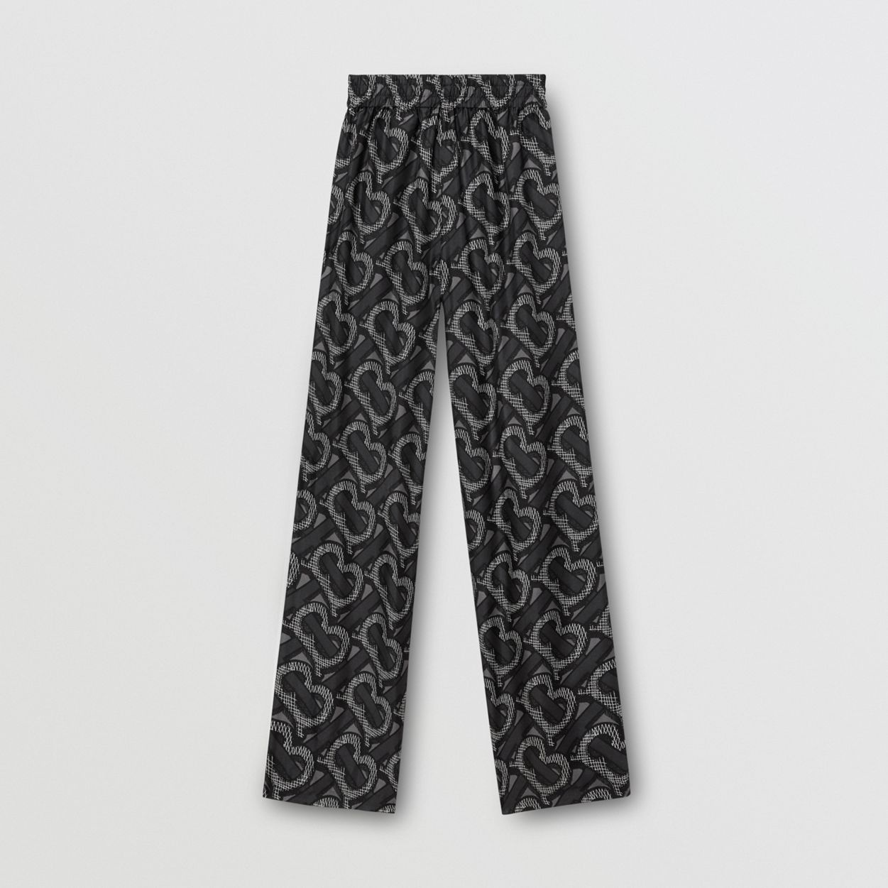 Monogram Print Silk Twill Wide-leg Trousers - 1