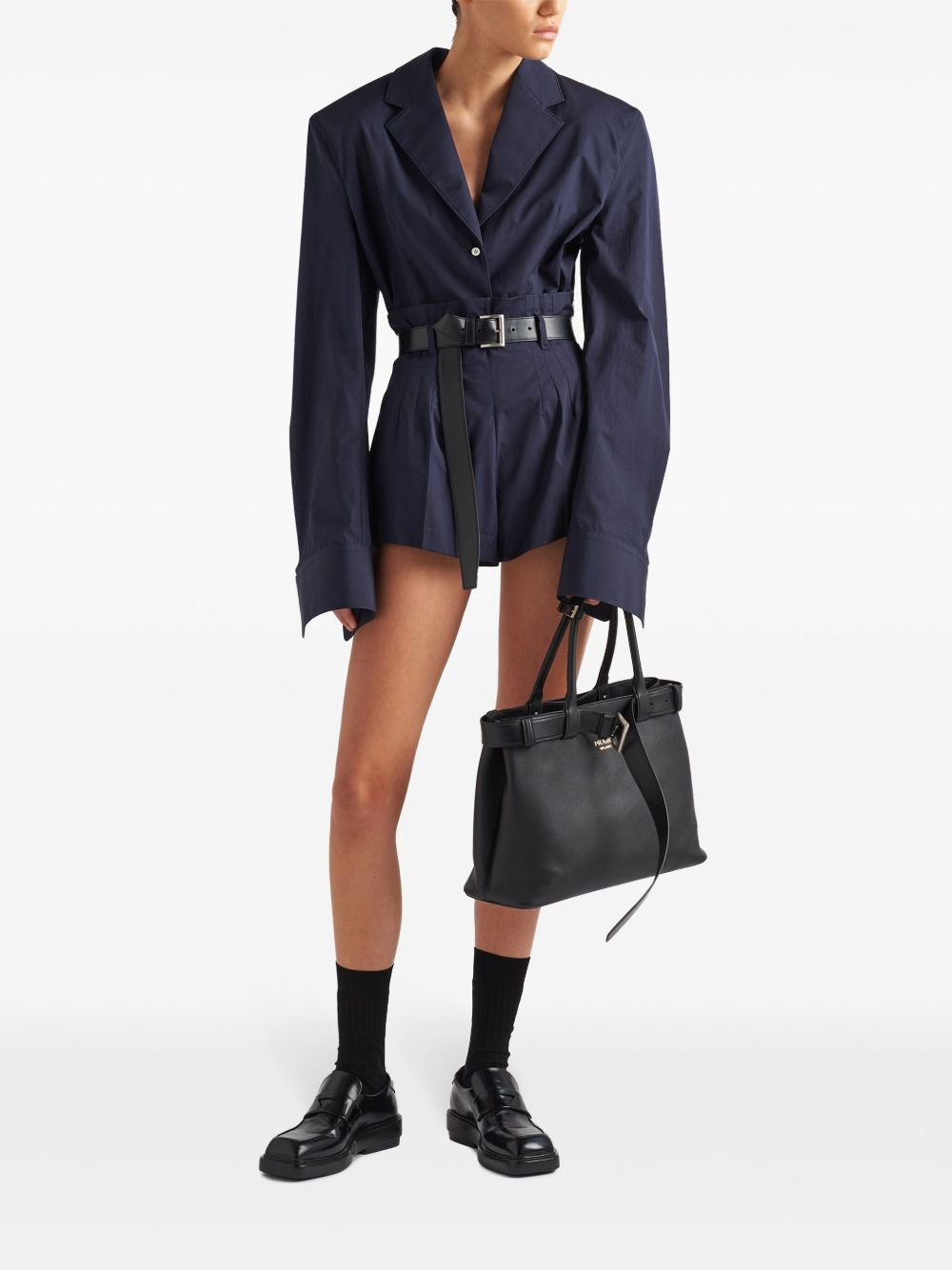 cotton-poplin belted blazer - 2